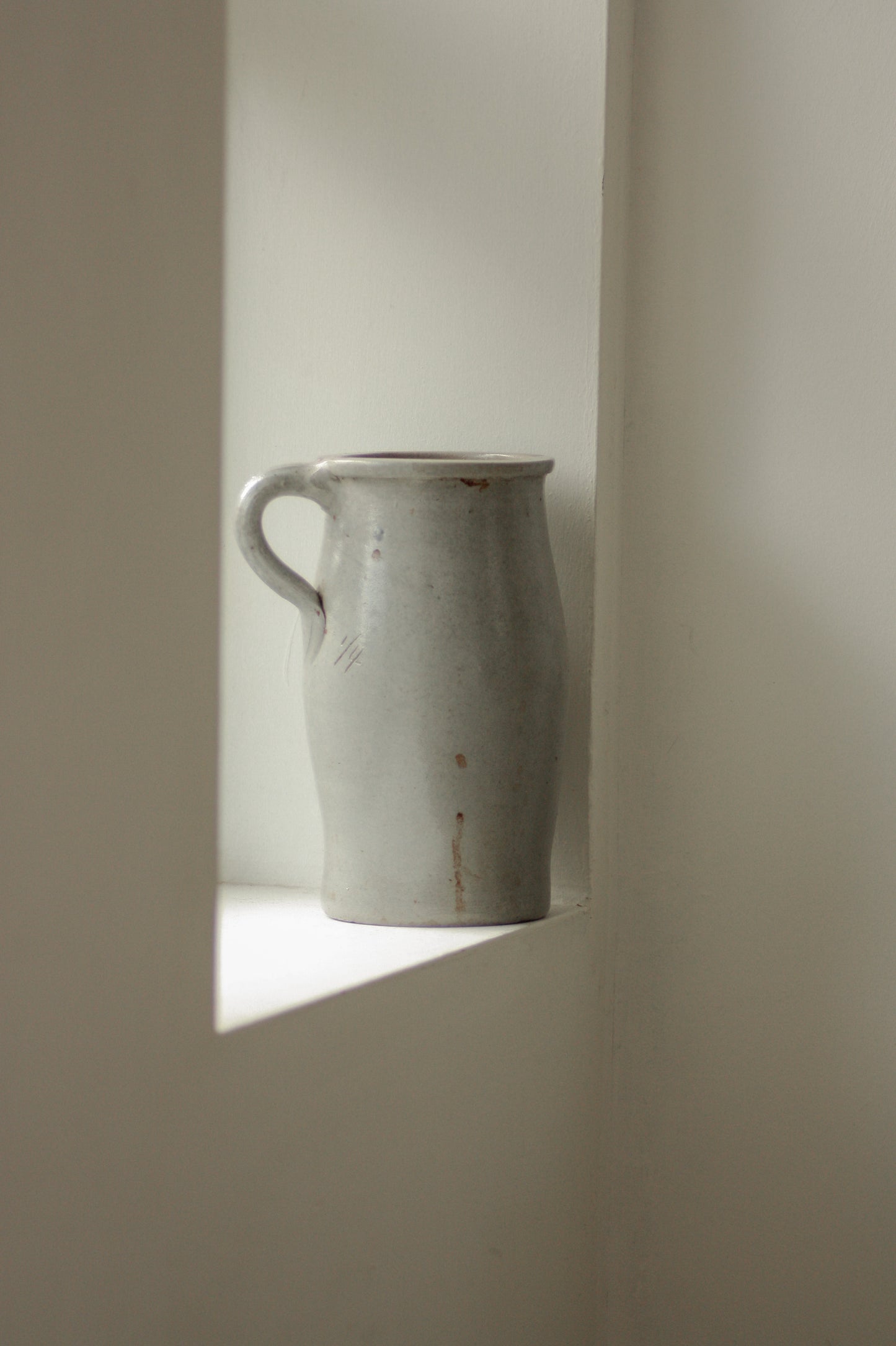 Vintage tall French stoneware confit pot (blue grey glaze)