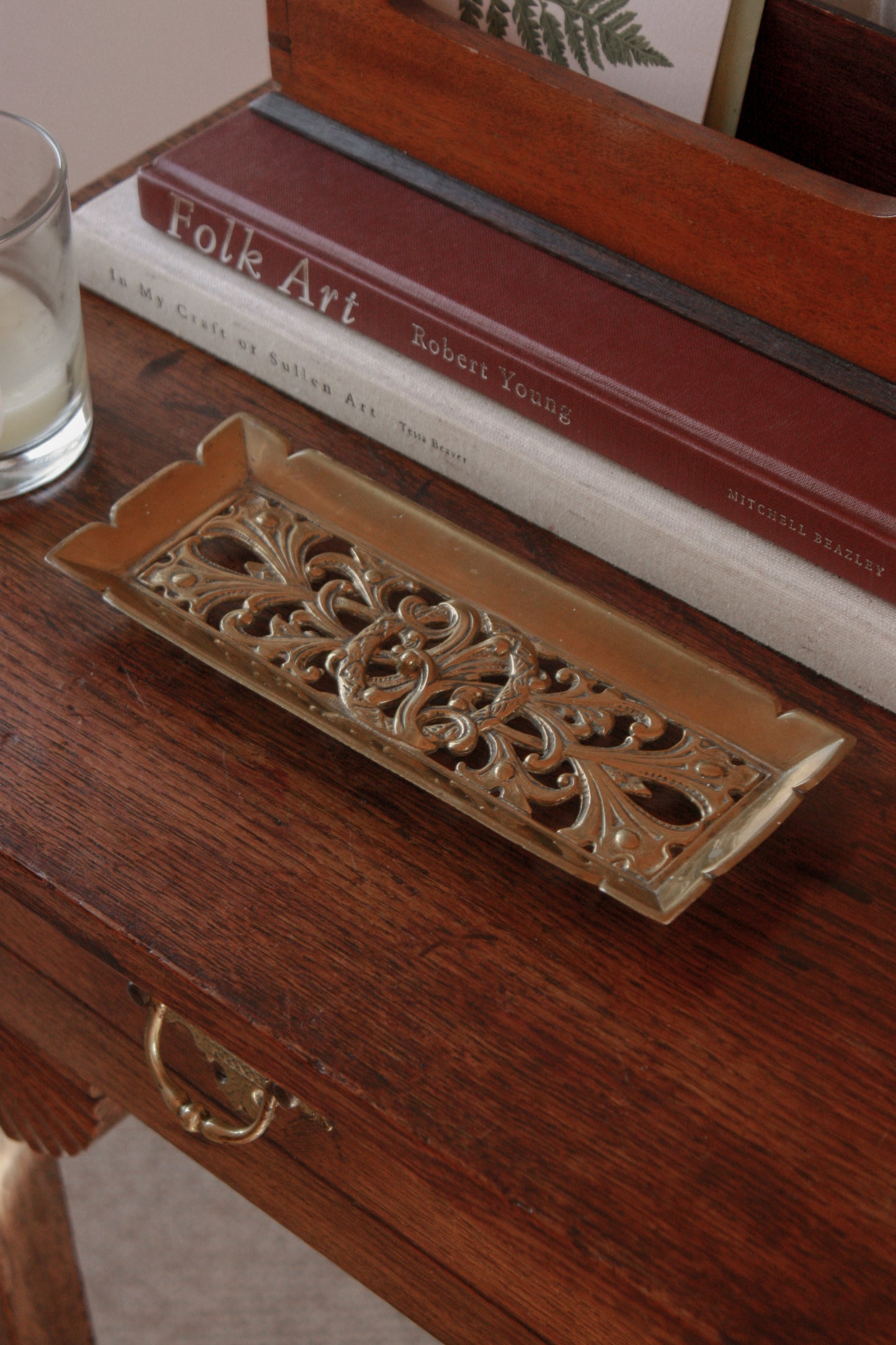 Vintage brass pen tray