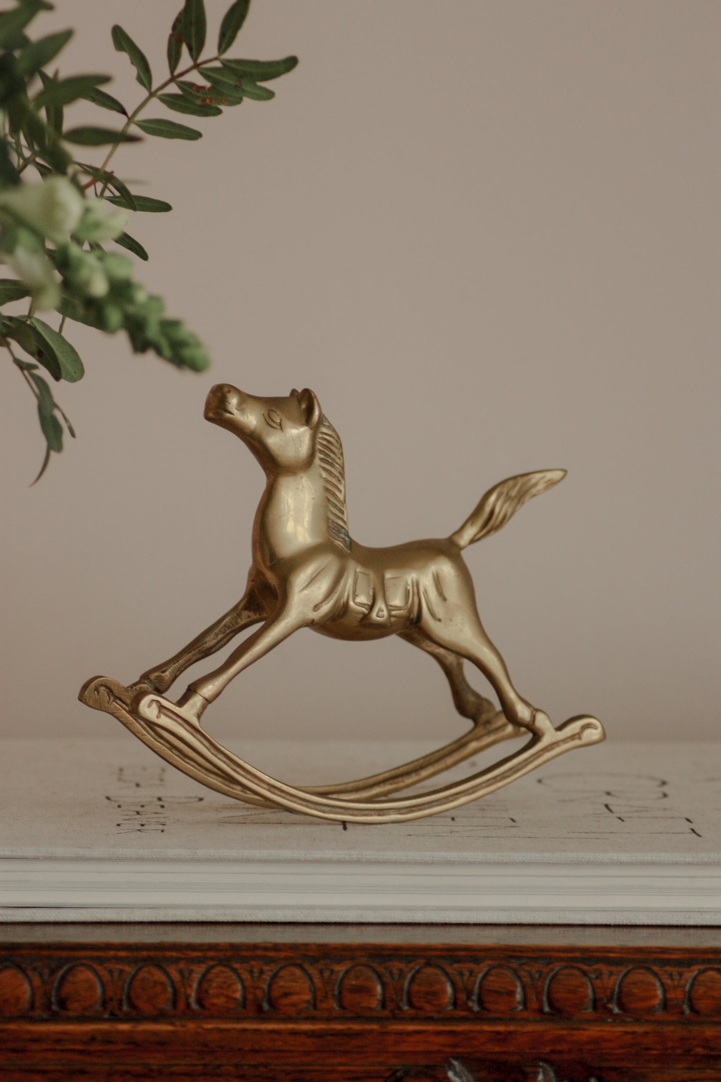 Vintage brass rocking horse ornament