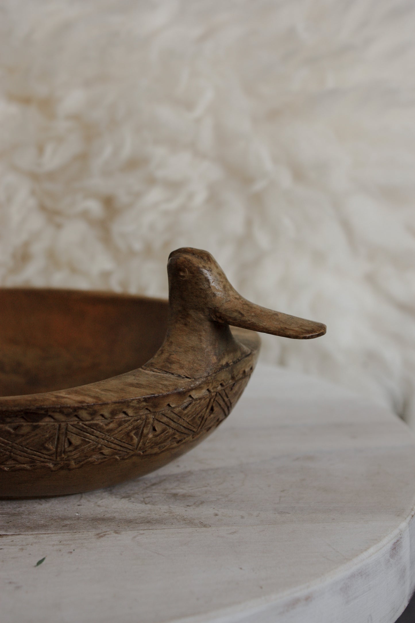 Vintage carved wooden duck bowl