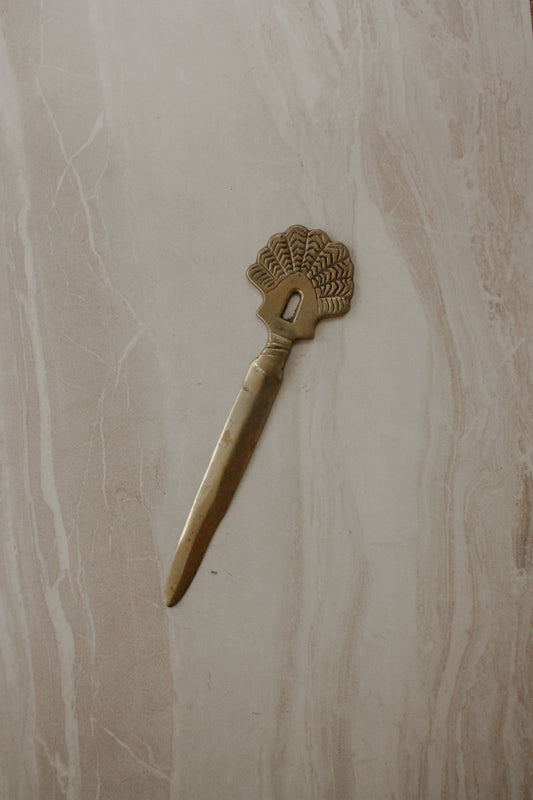 Vintage brass shell letter opener