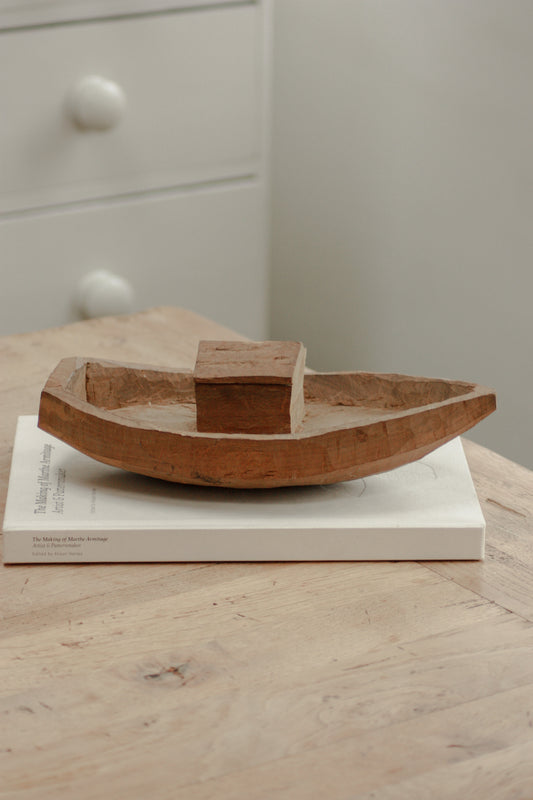 Vintage treen wooden boat sculpture