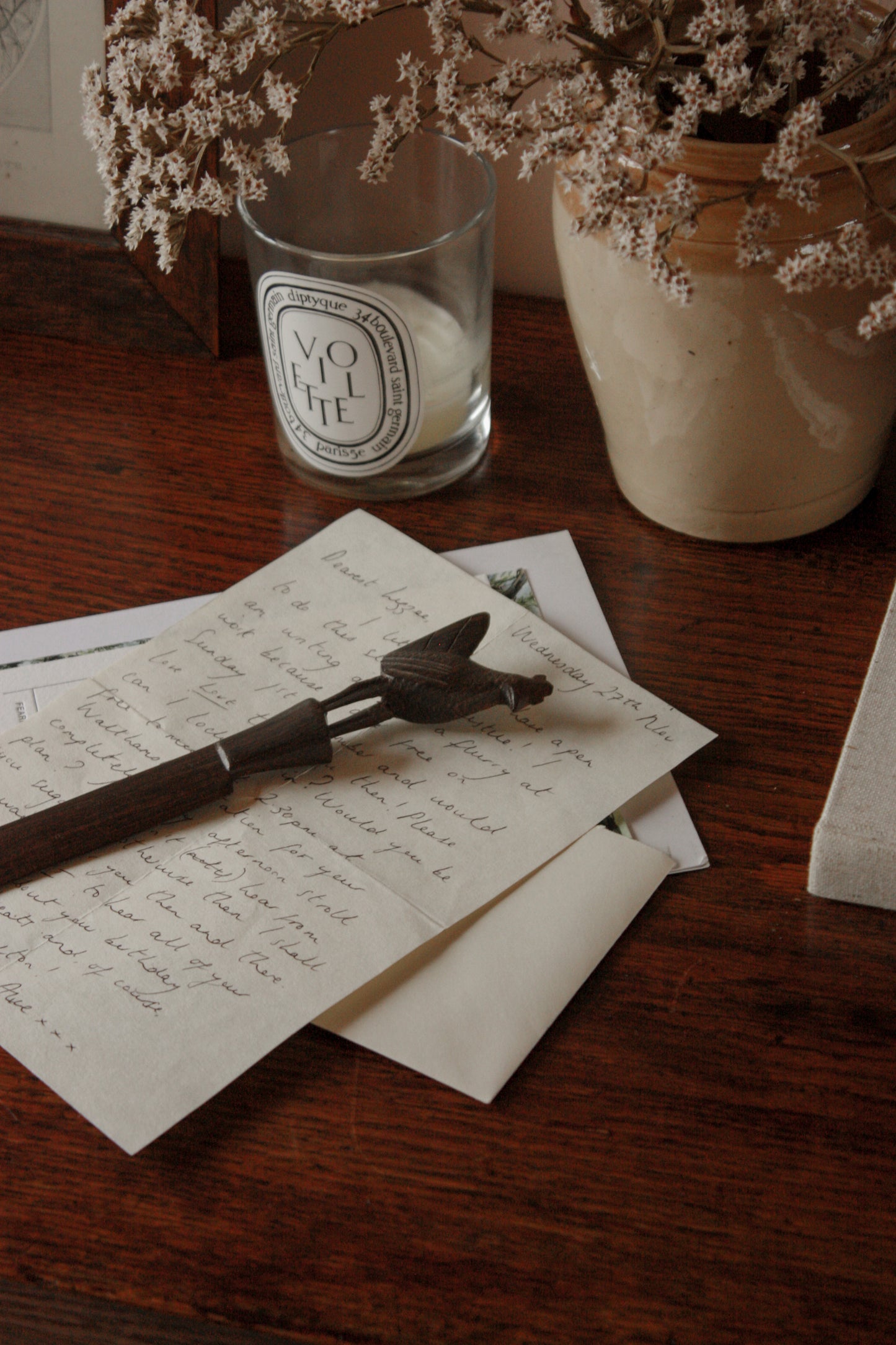 Vintage hand carved chicken letter opener