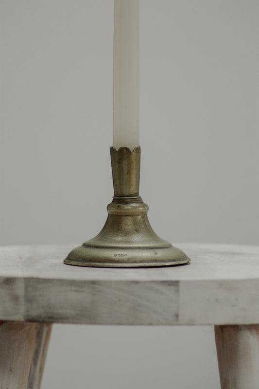 Vintage brass candleholder with scalloped detail