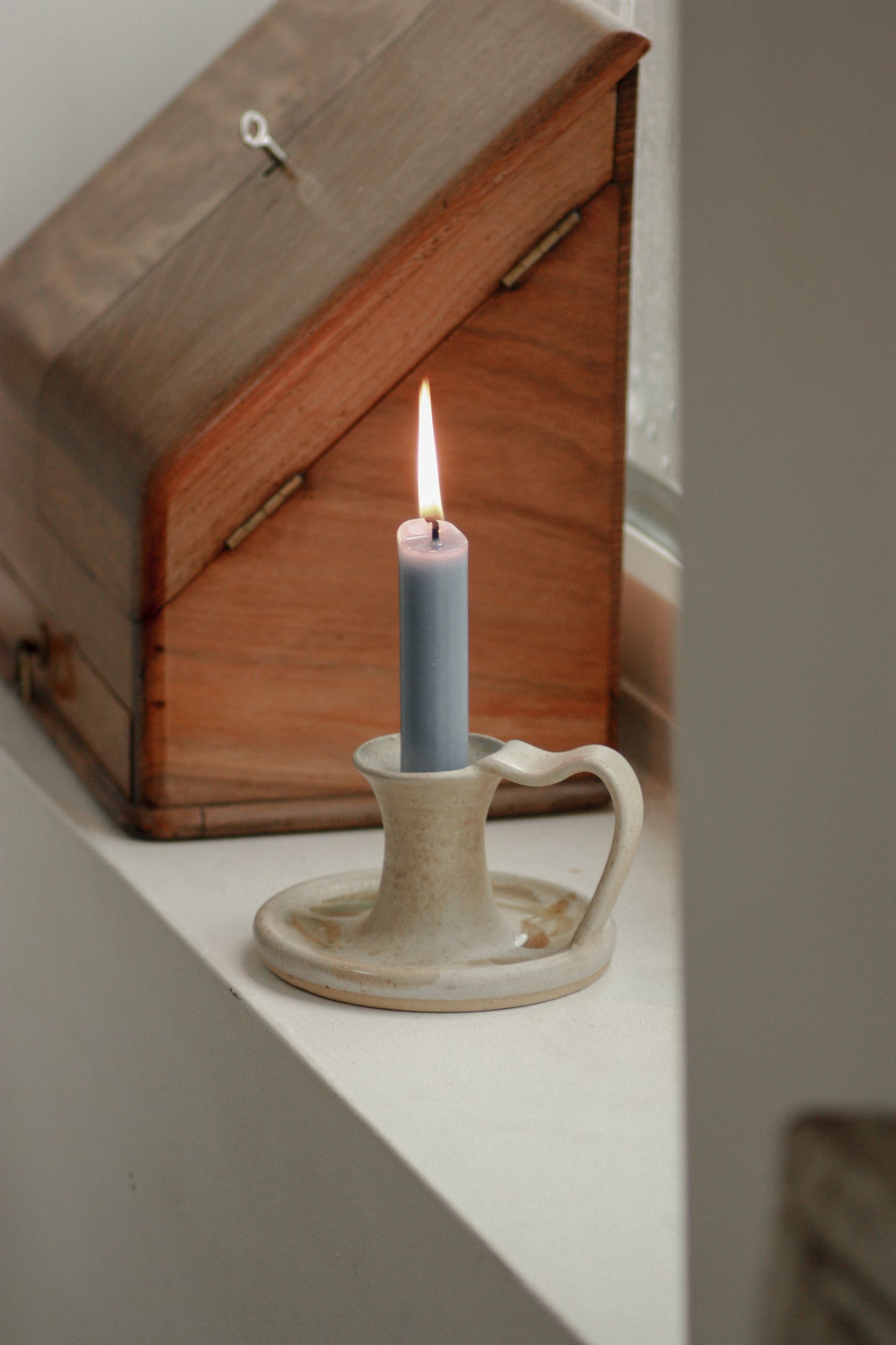 Rustic studio pottery candleholder