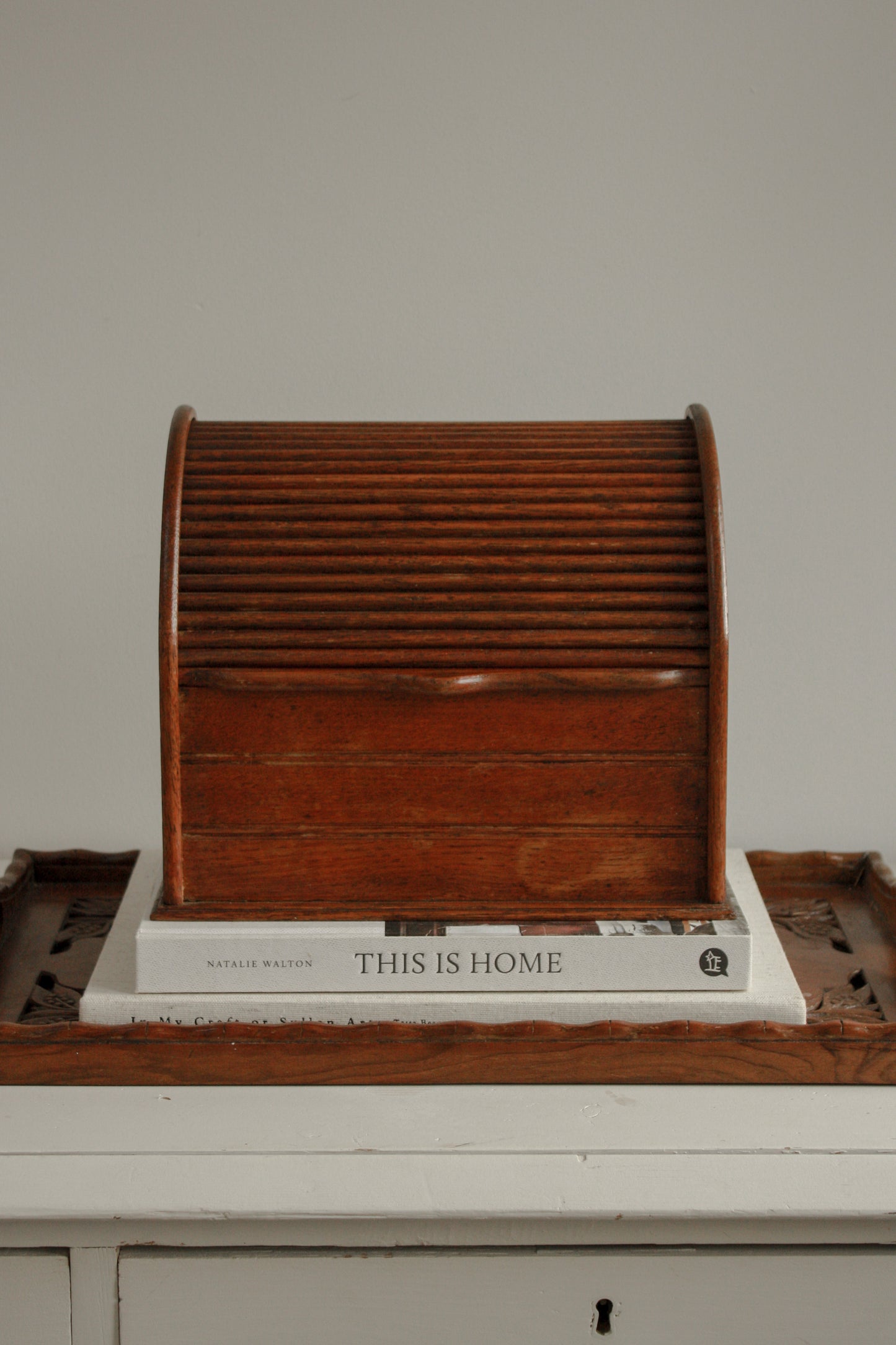 Vintage roll top desk organiser | letter rack