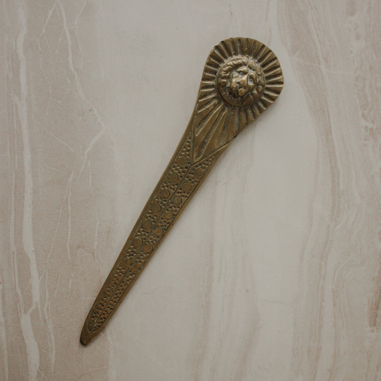 Vintage brass lion letter opener