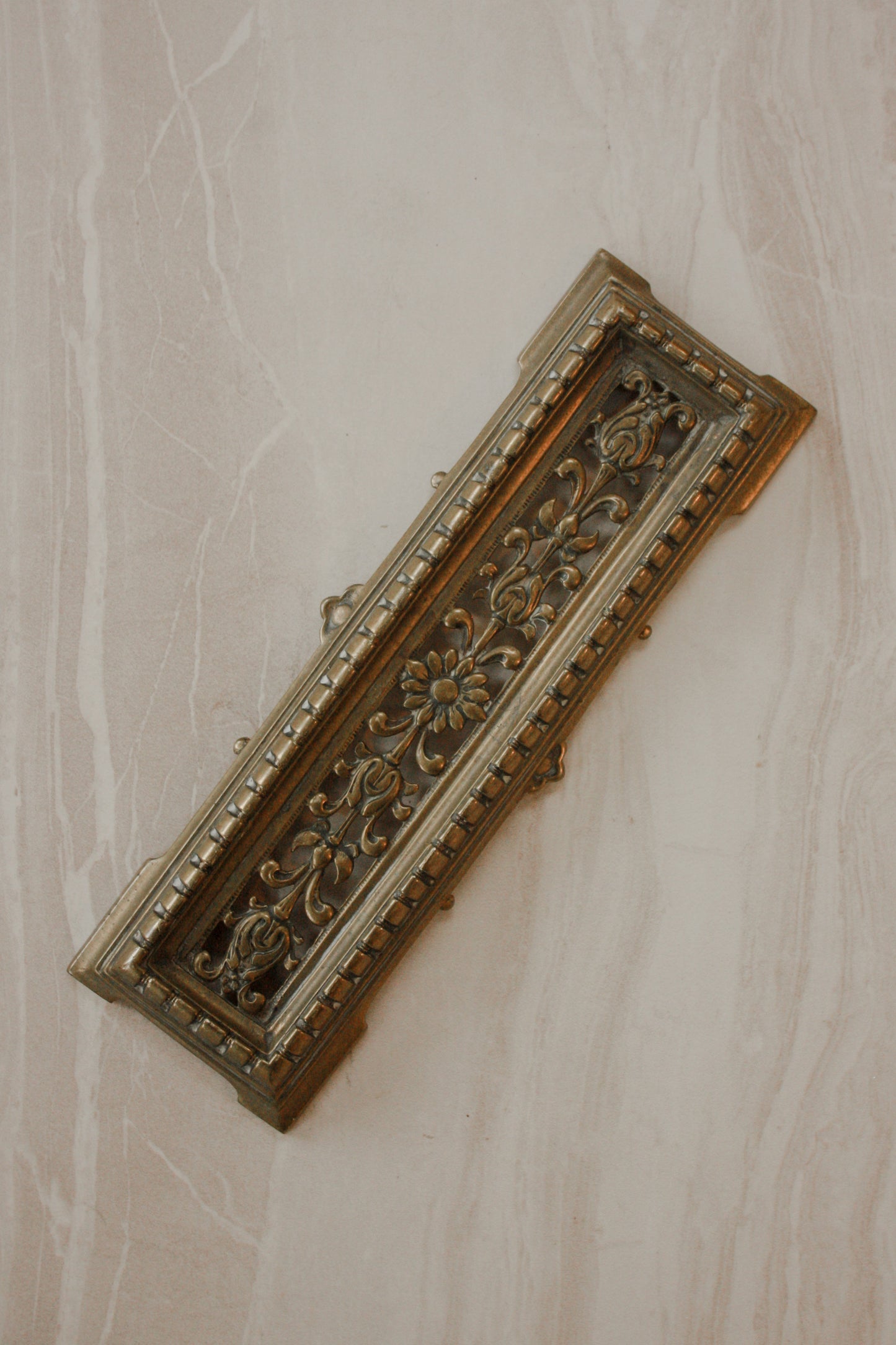 Vintage ornate brass pen tray