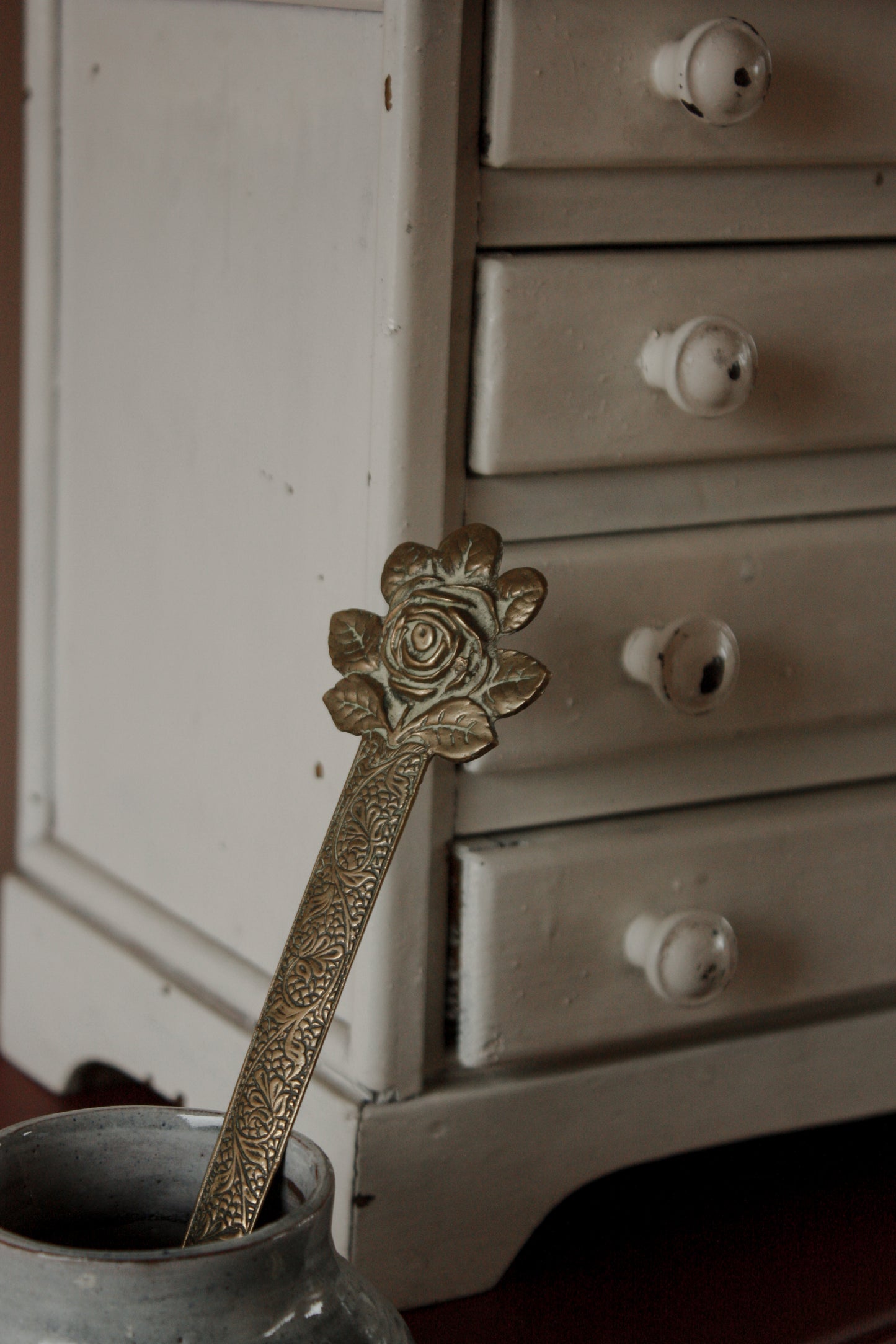 Vintage brass rose letter opener