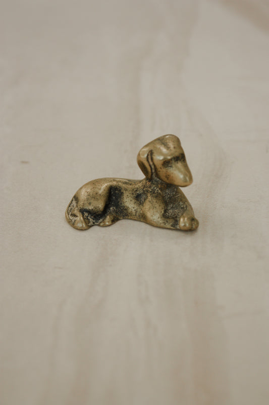 Vintage brass dachshund paperweight