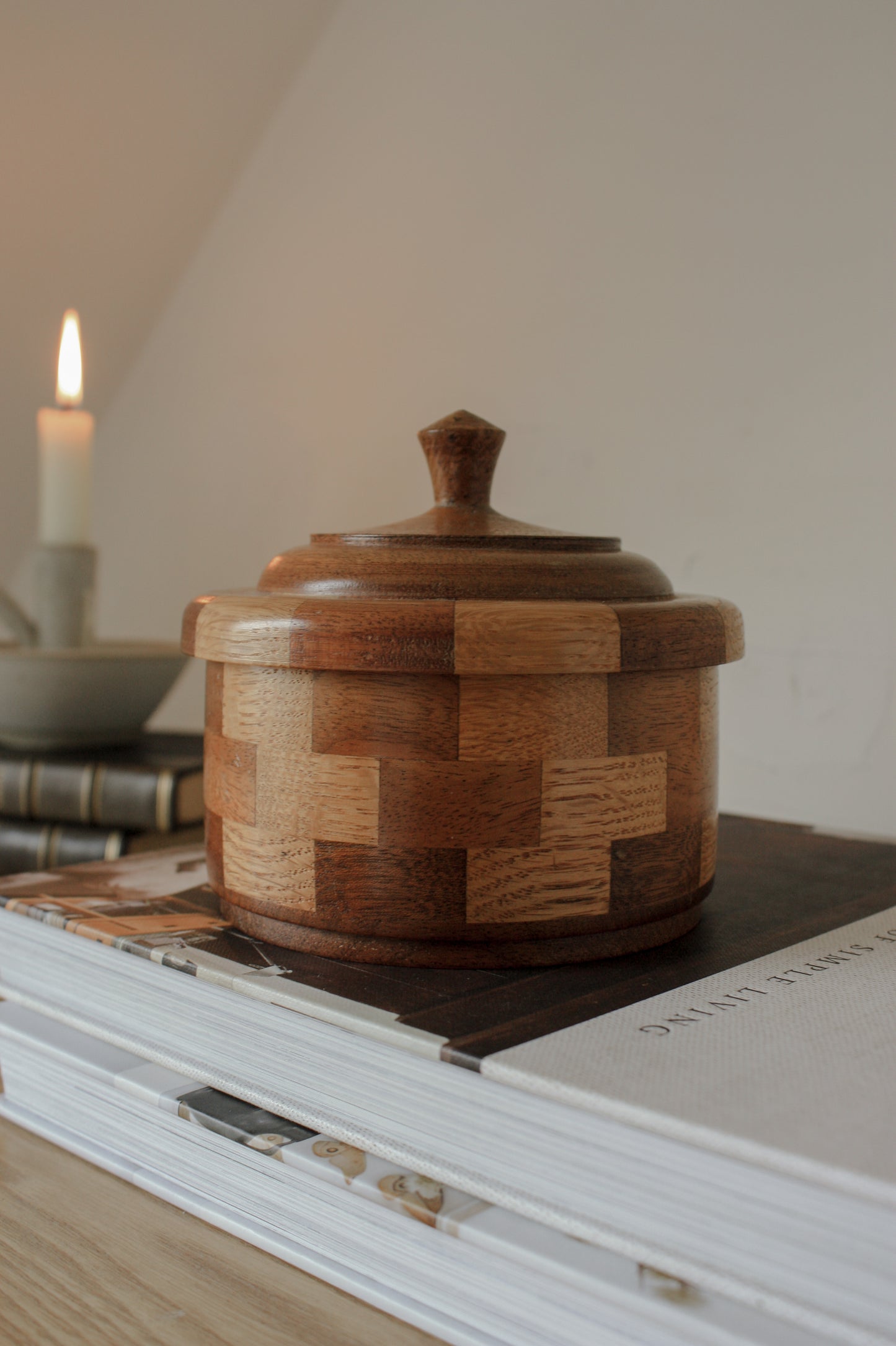 Vintage oak mahogany trinket box