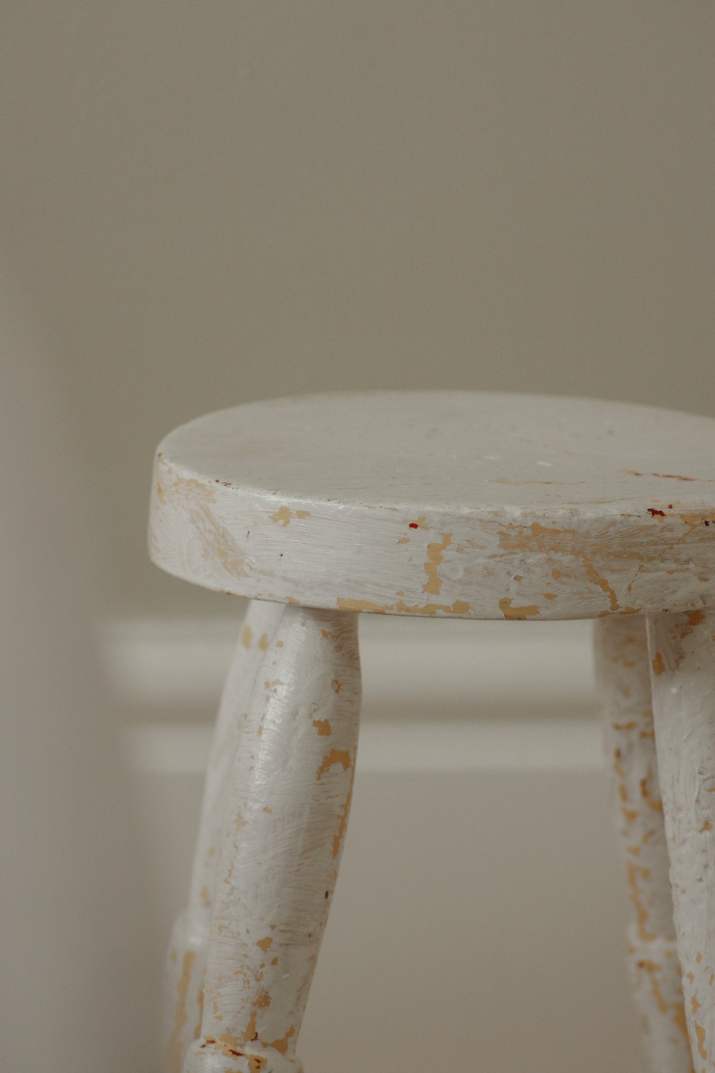 Vintage chippy white stool