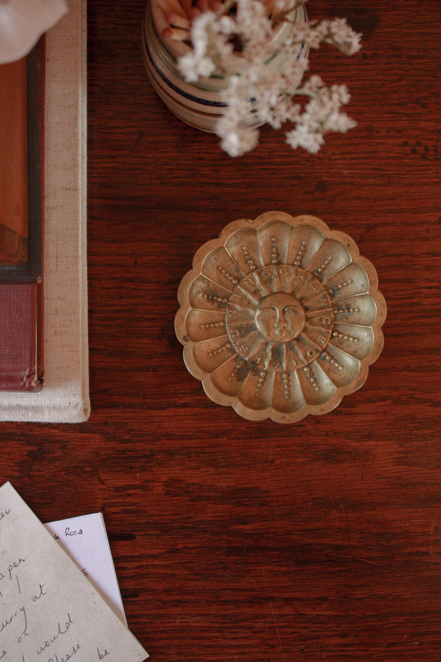 Antique brass Sun Insurance advertising dish