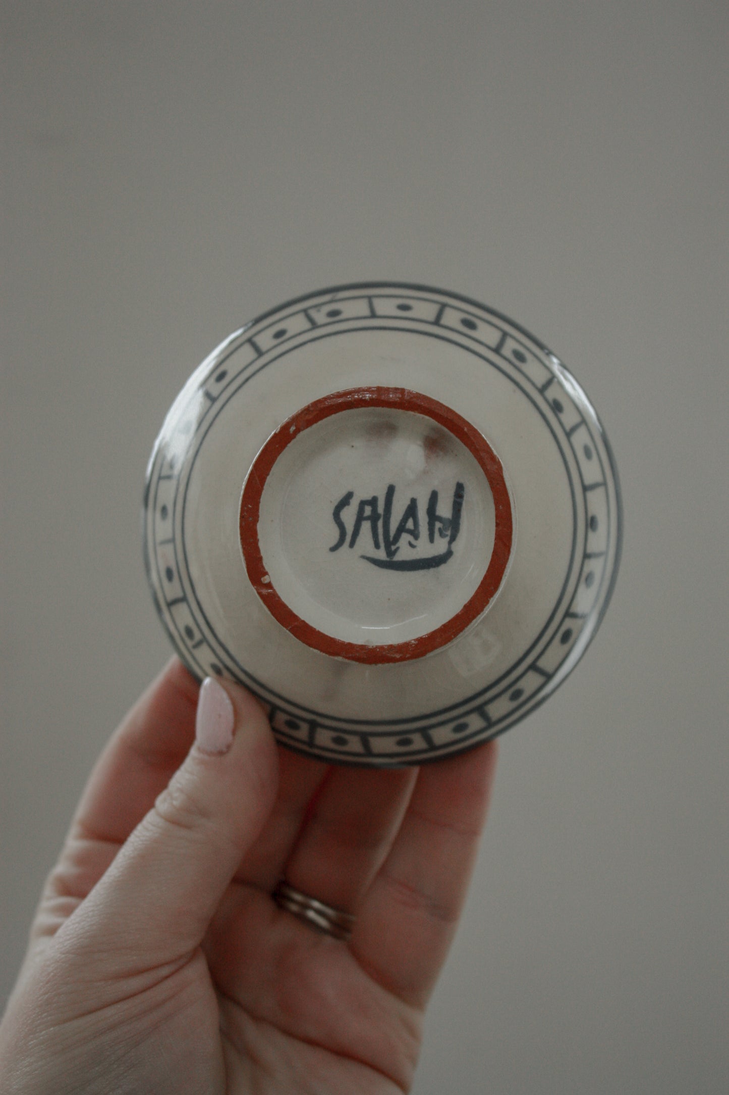 Vintage hand painted blue and white trinket dish