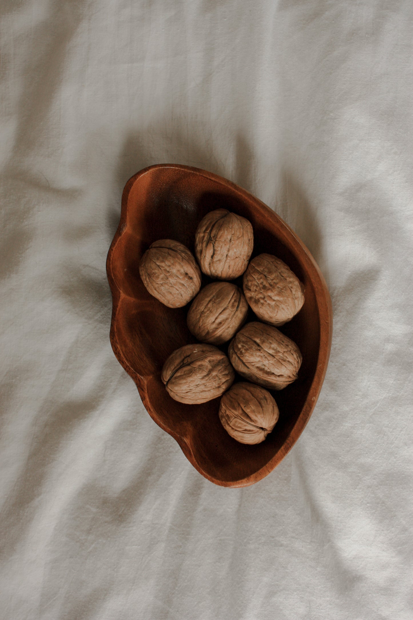 Vintage clam shaped wooden dish