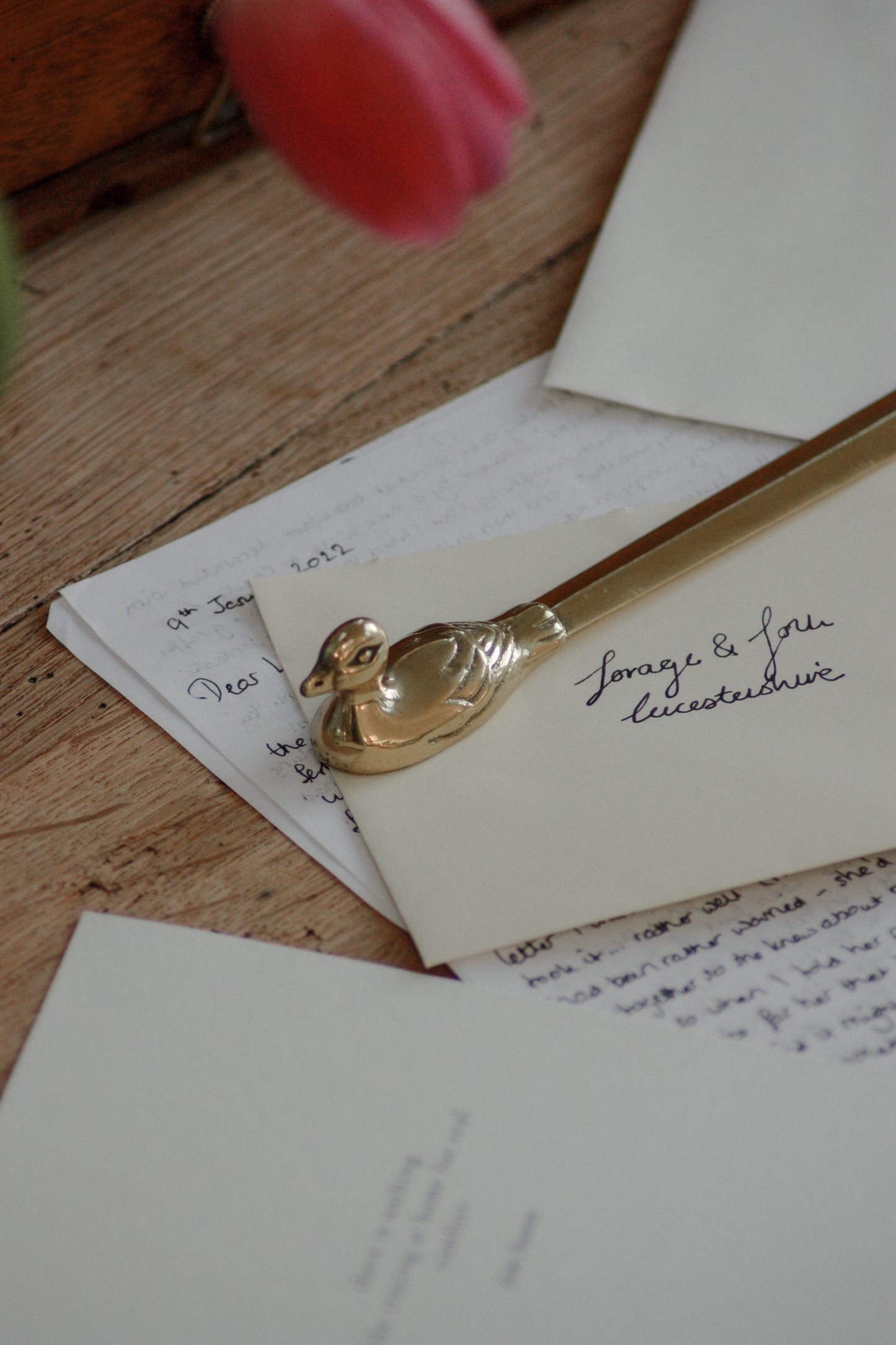 Vintage brass duck letter opener