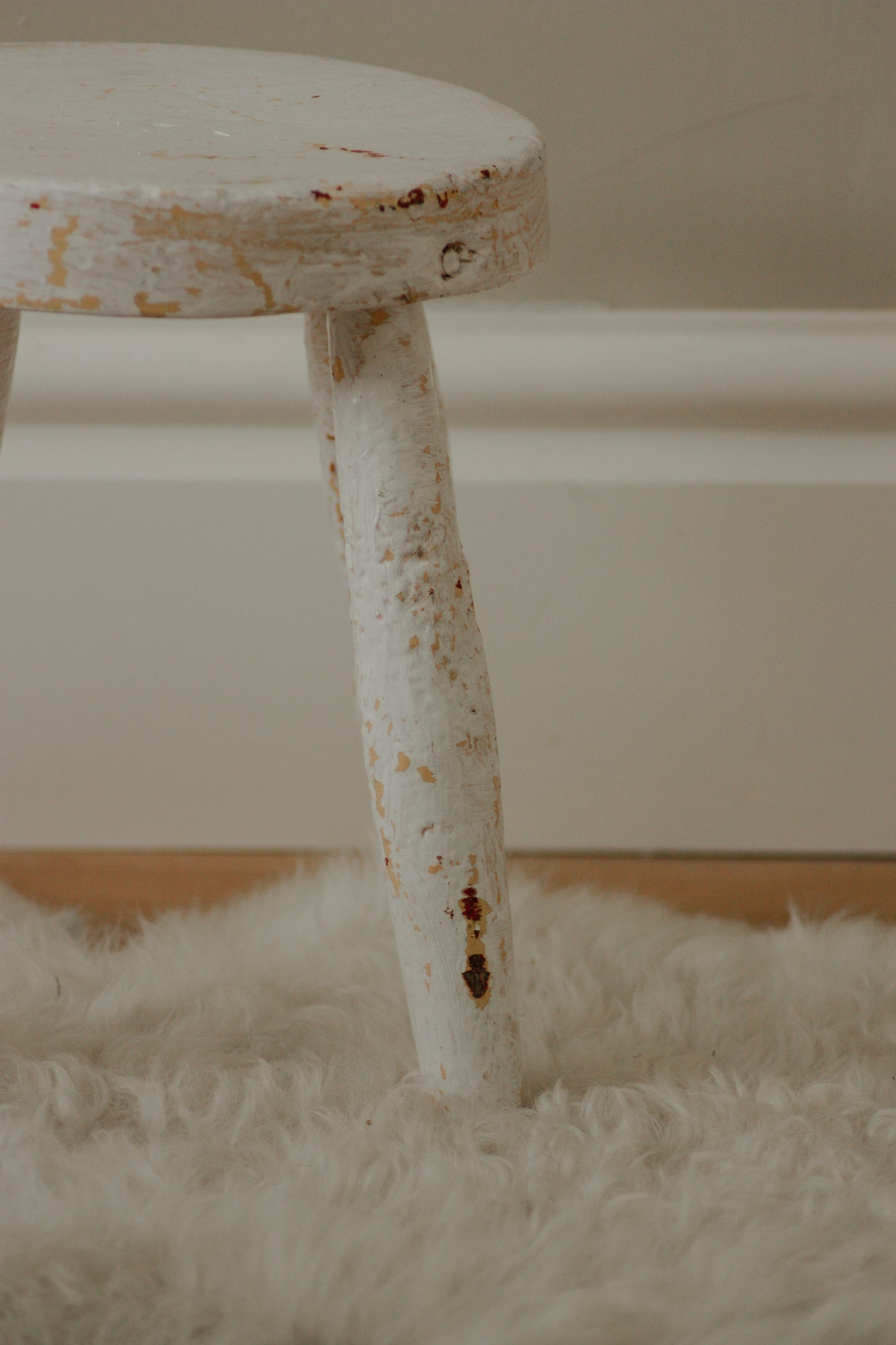 Vintage chippy white stool