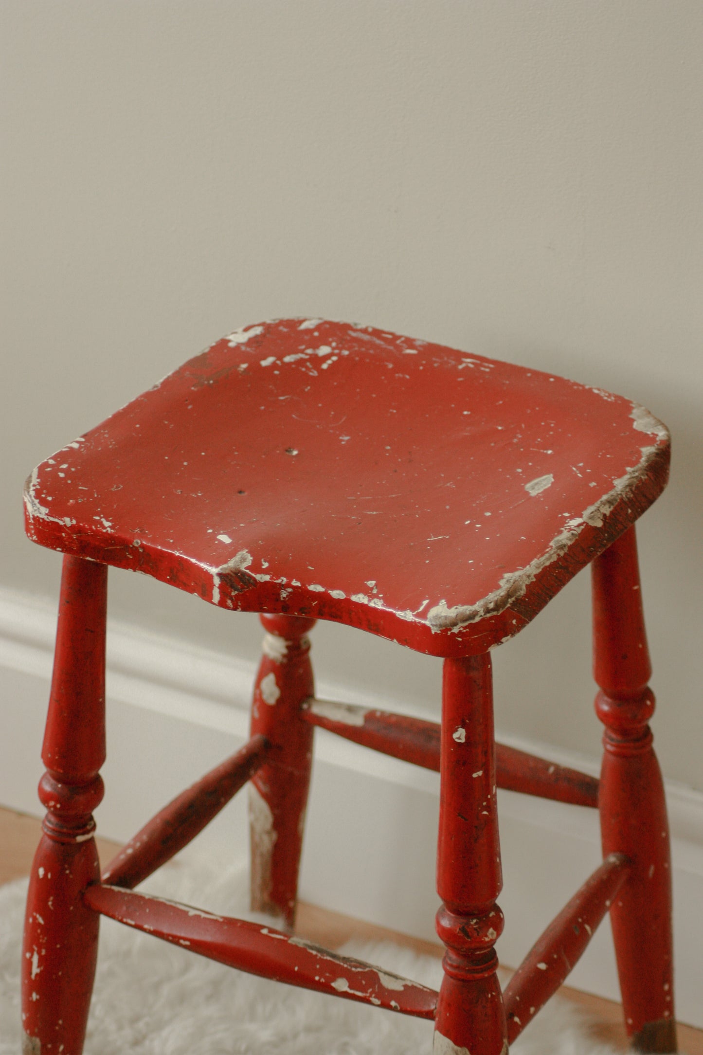 Vintage chippy red stool