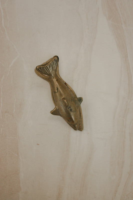 Vintage brass dolphin letter clip / bottle opener