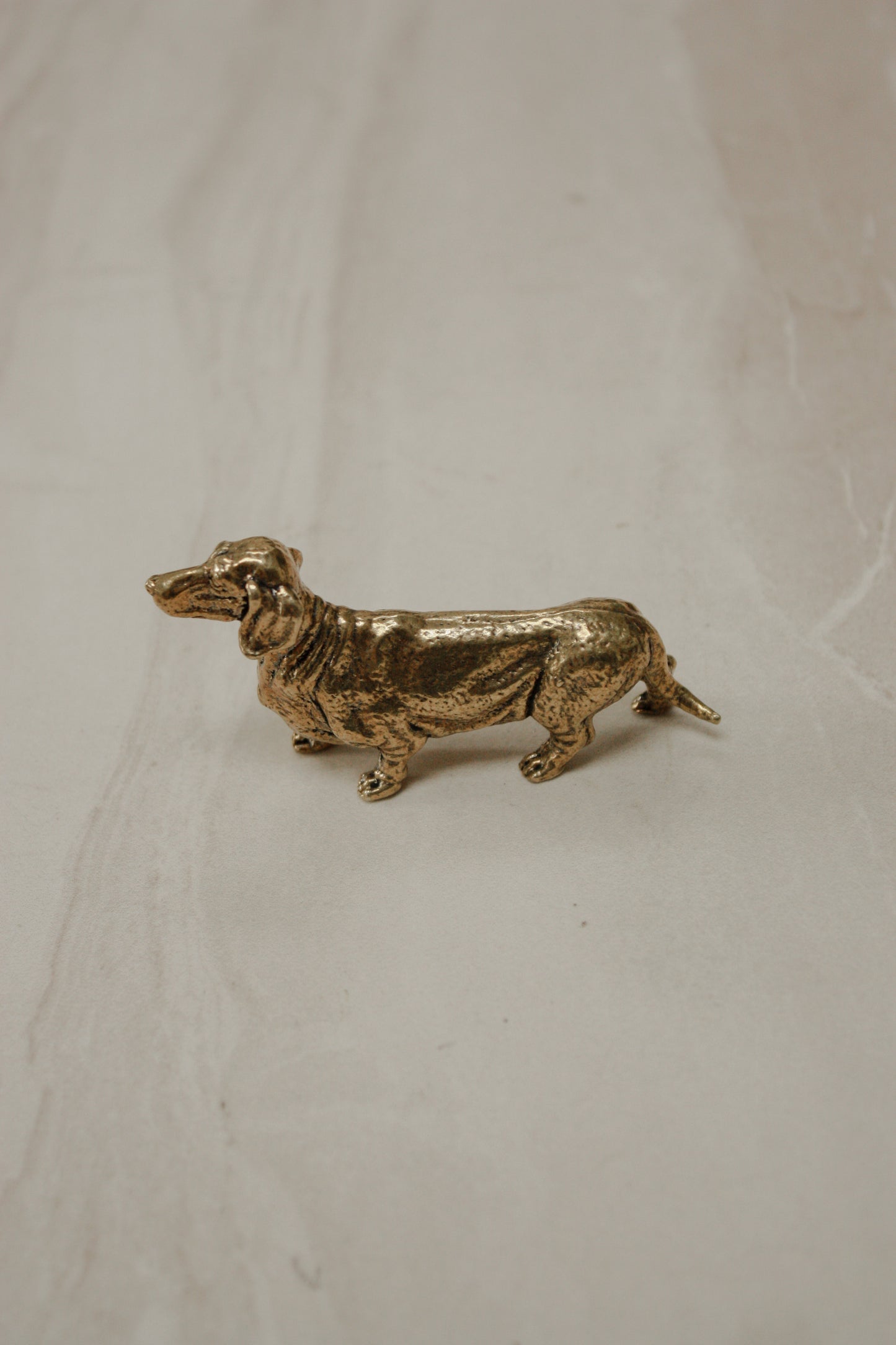 Vintage 60s/70s brass dachshund paperweight