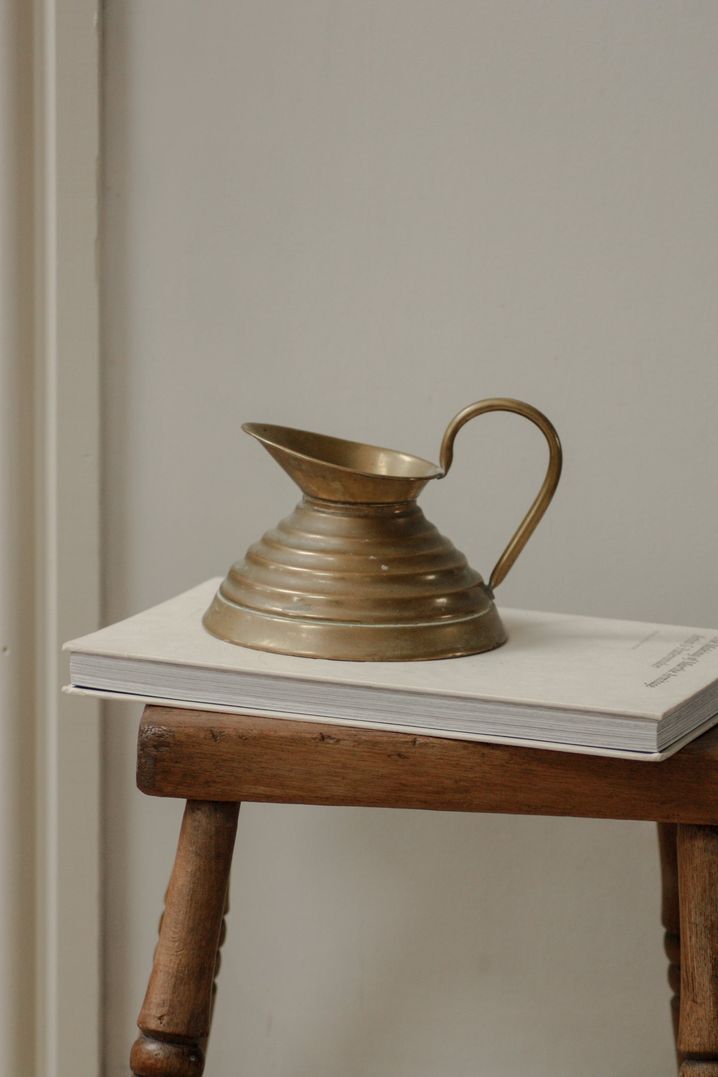 Vintage ribbed brass jug