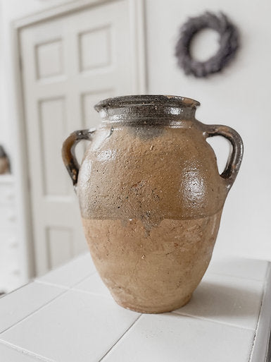 Half glazed antique pot