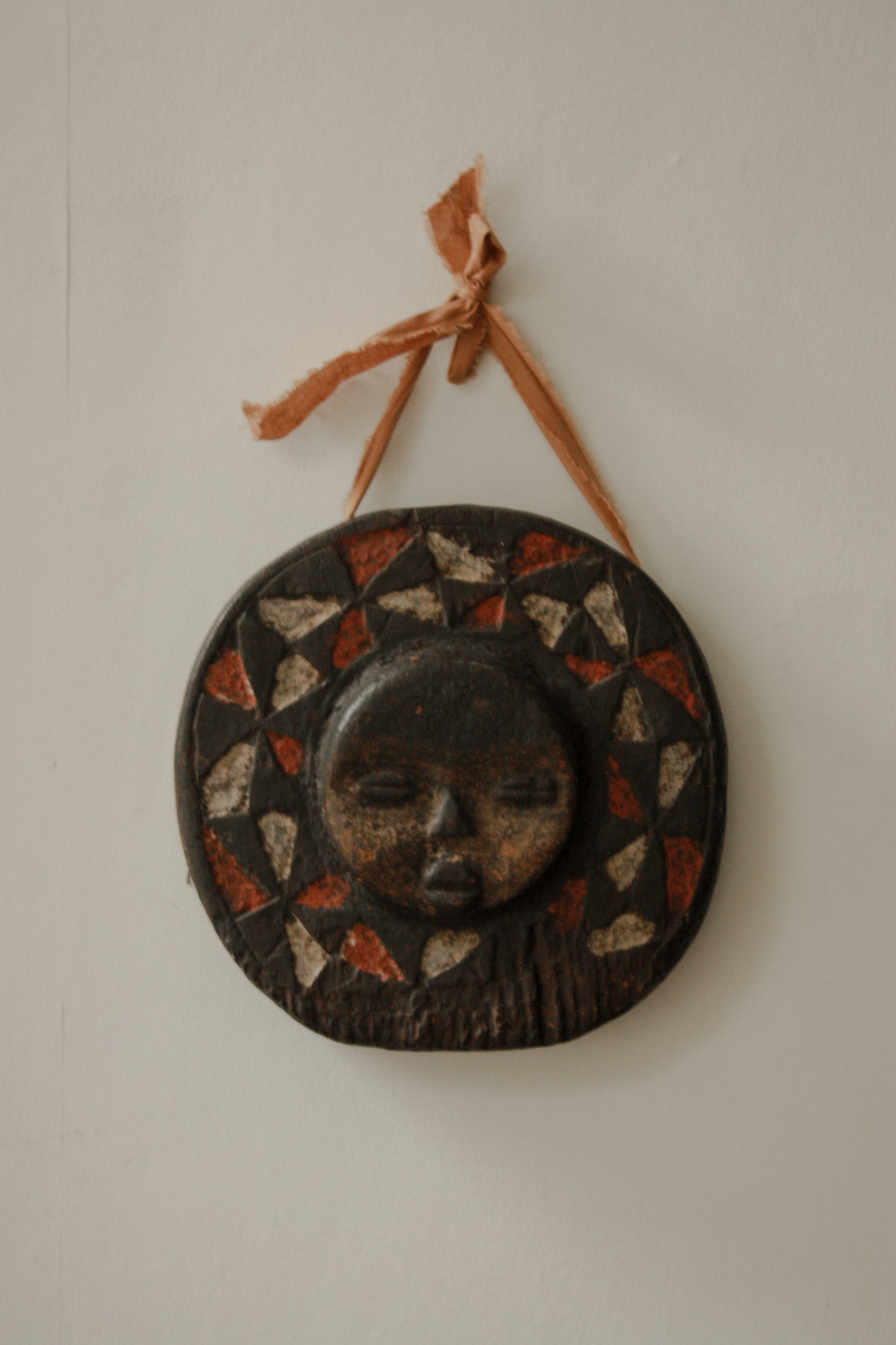 Vintage west African folk art carved wooden face