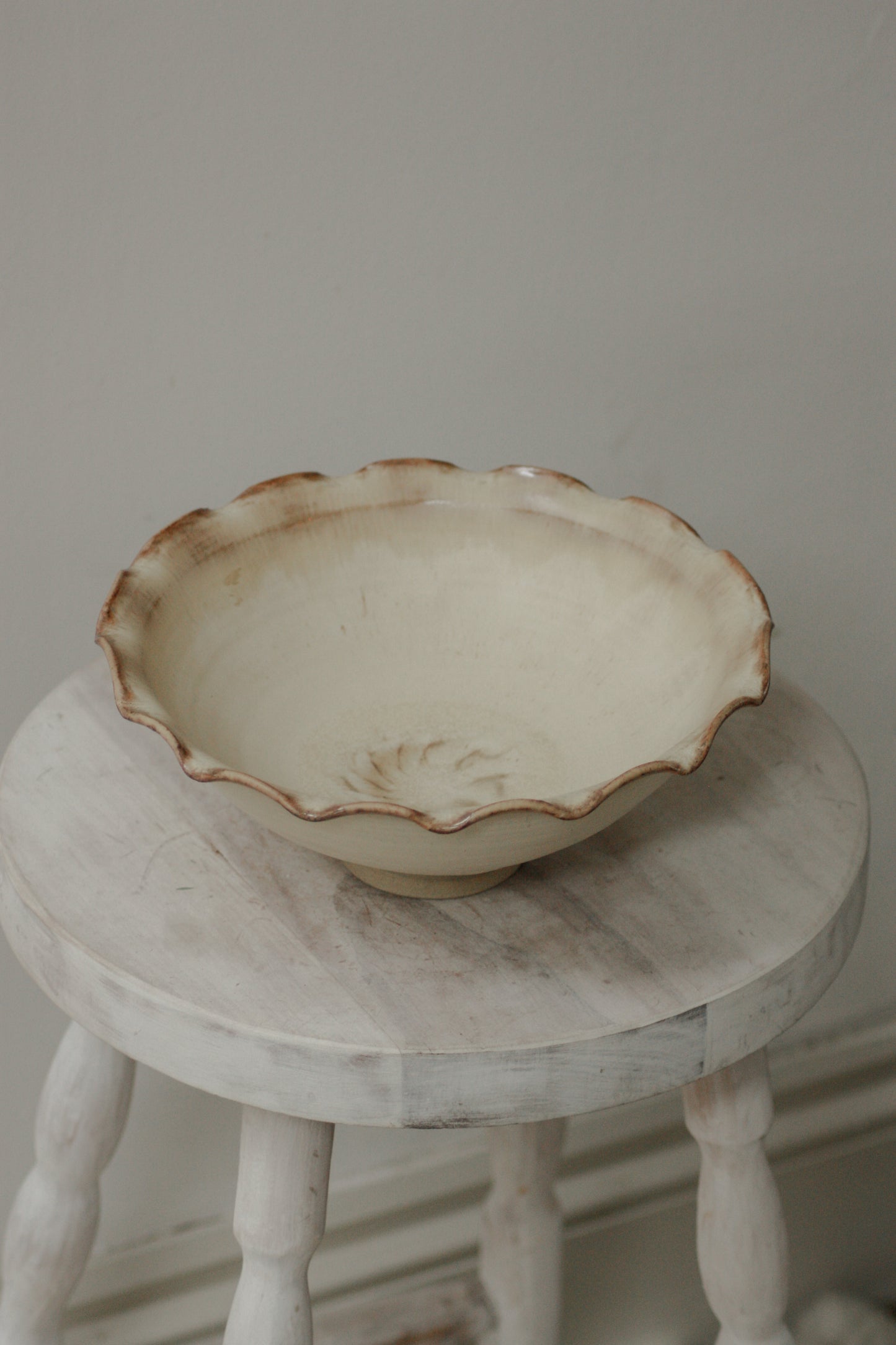 Studio pottery ruffle rim bowl