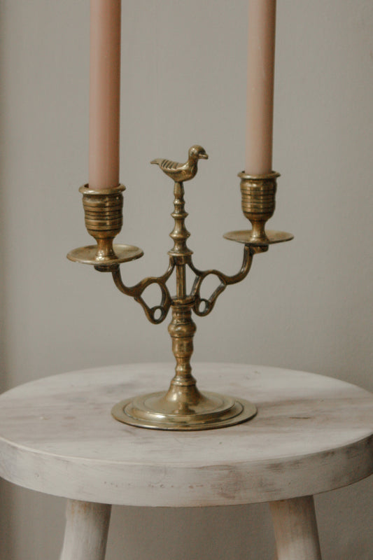 Vintage brass candelabra with duck detail