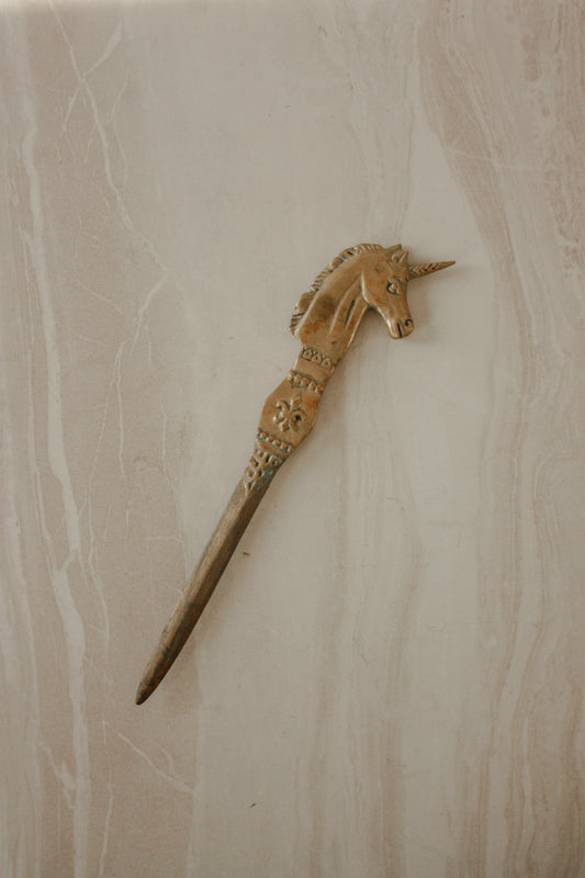 Vintage brass unicorn letter opener