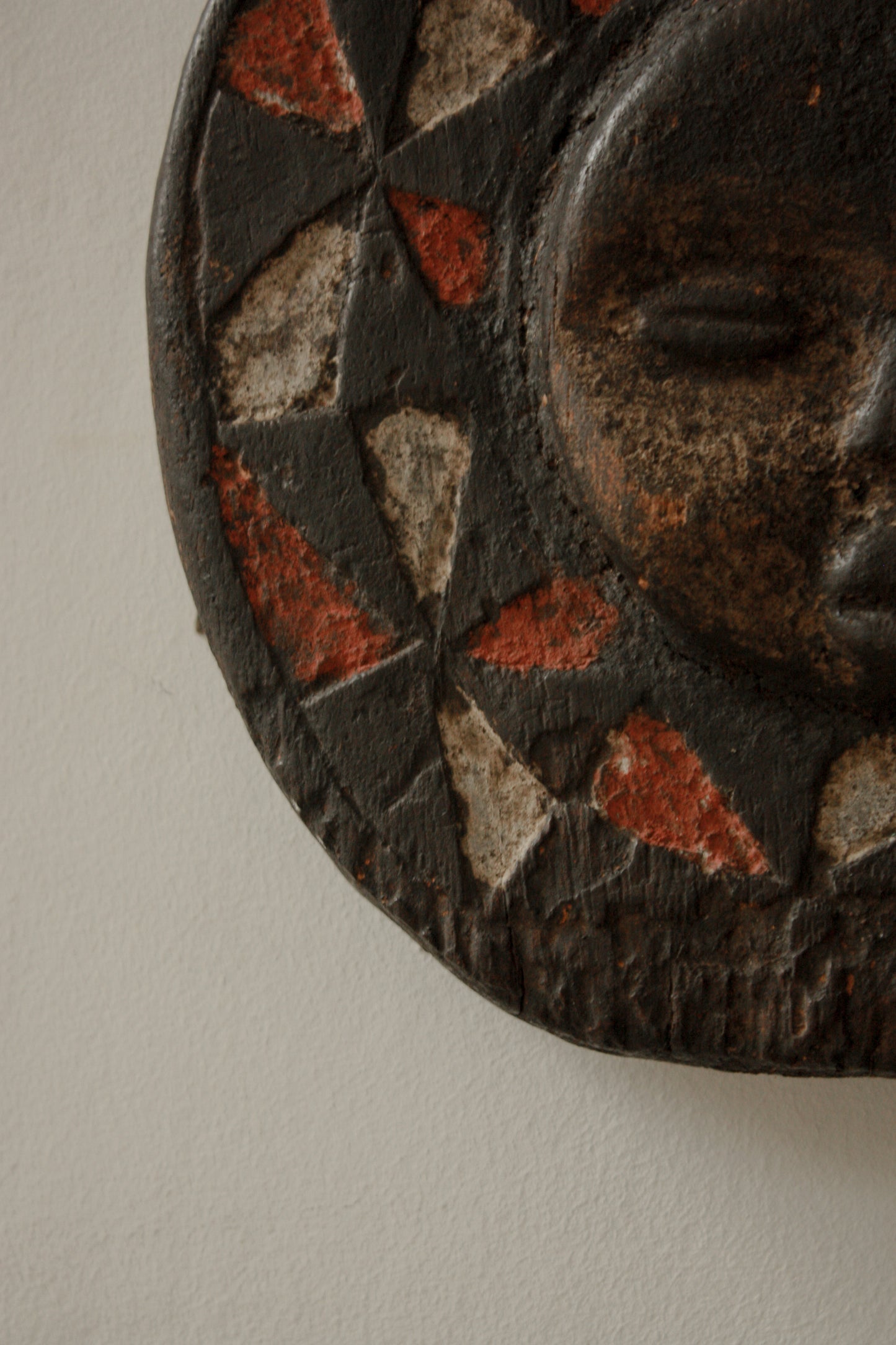 Vintage west African folk art carved wooden face