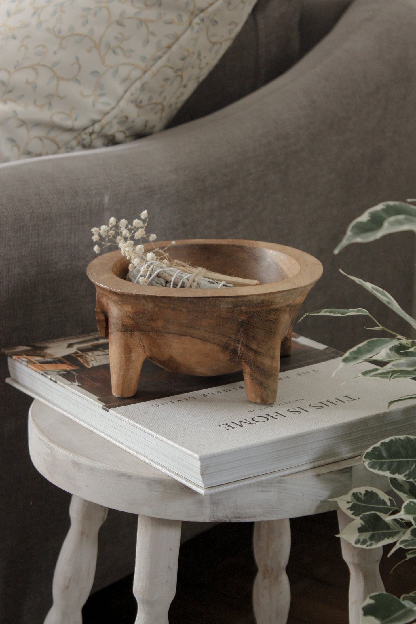 Vintage African wooden footed bowl