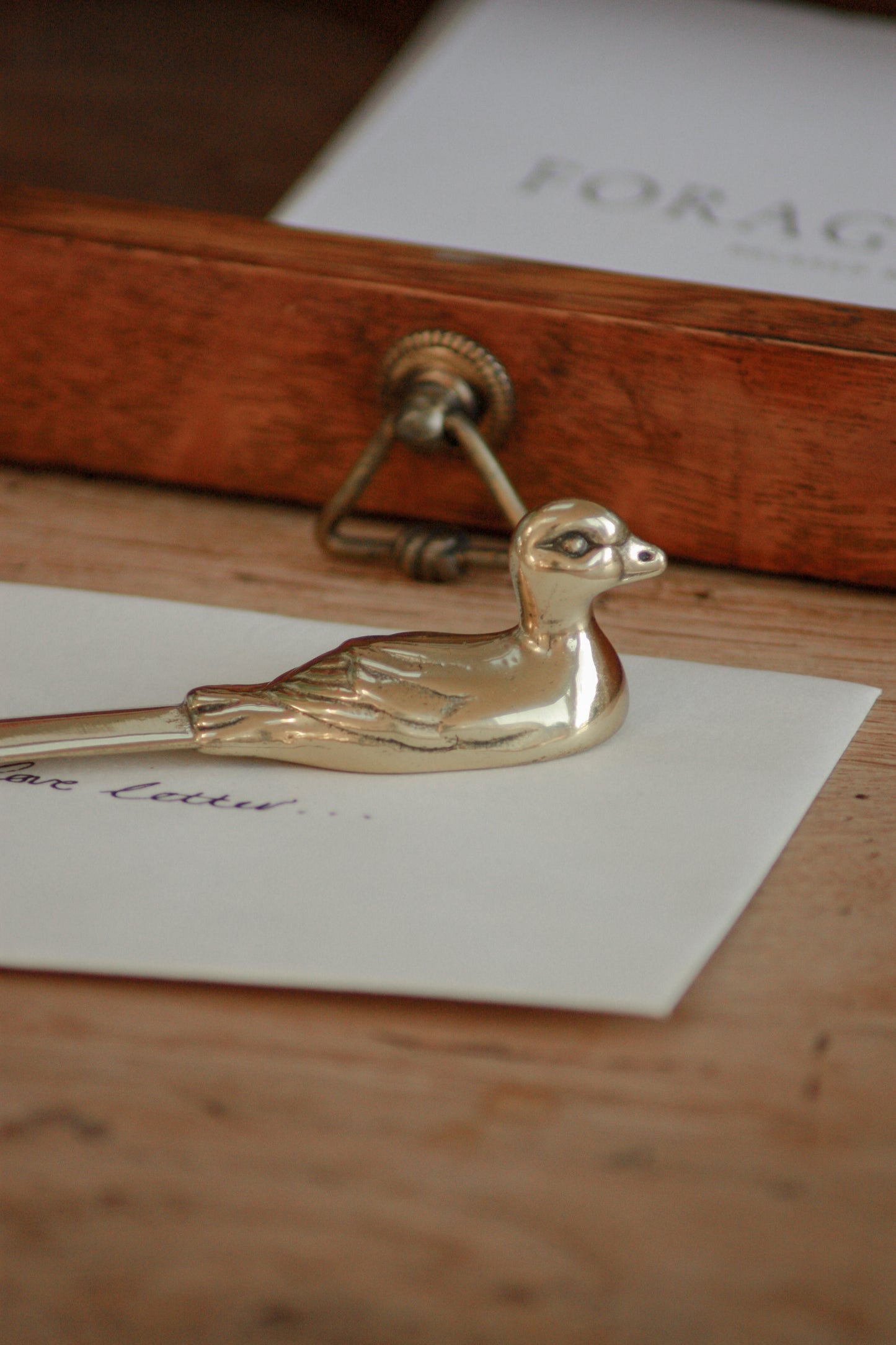 Vintage brass duck letter opener