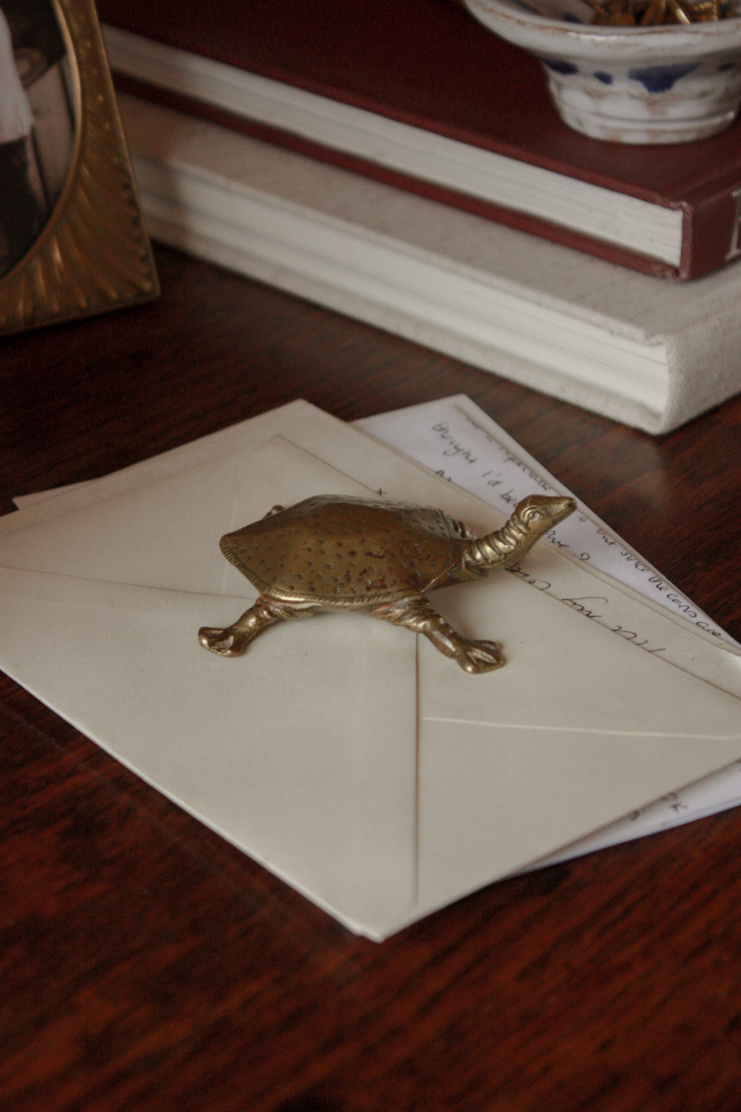 Vintage brass turtle paperweight