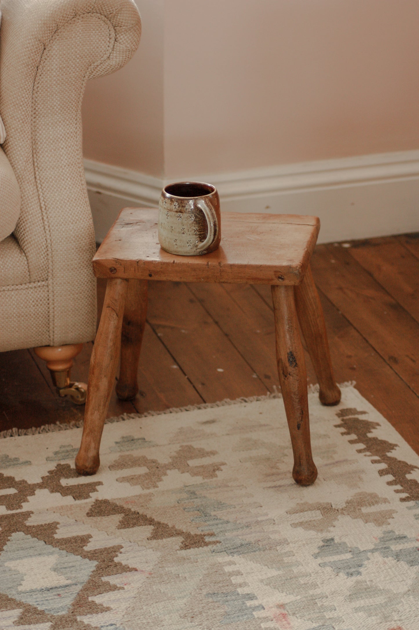 Vintage rustic wooden stool