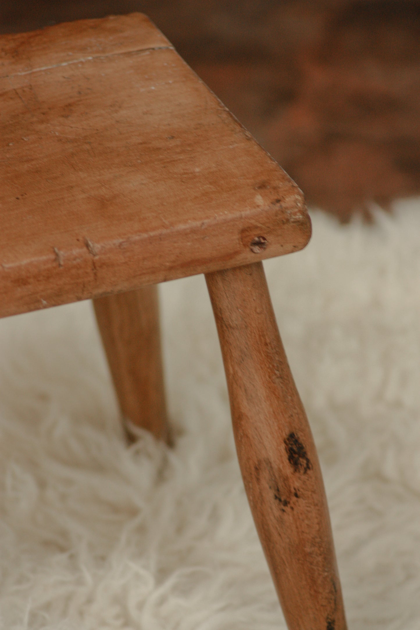 Vintage rustic wooden stool