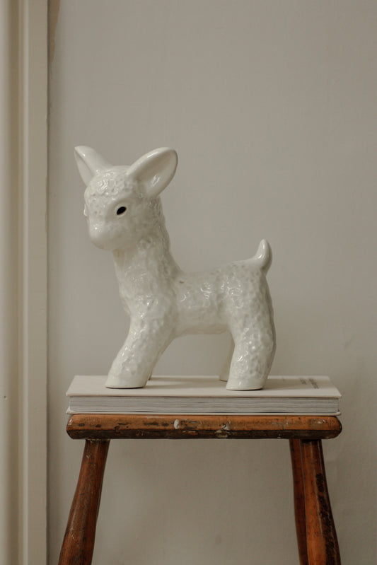 Vintage stylised ceramic lamb sculpture