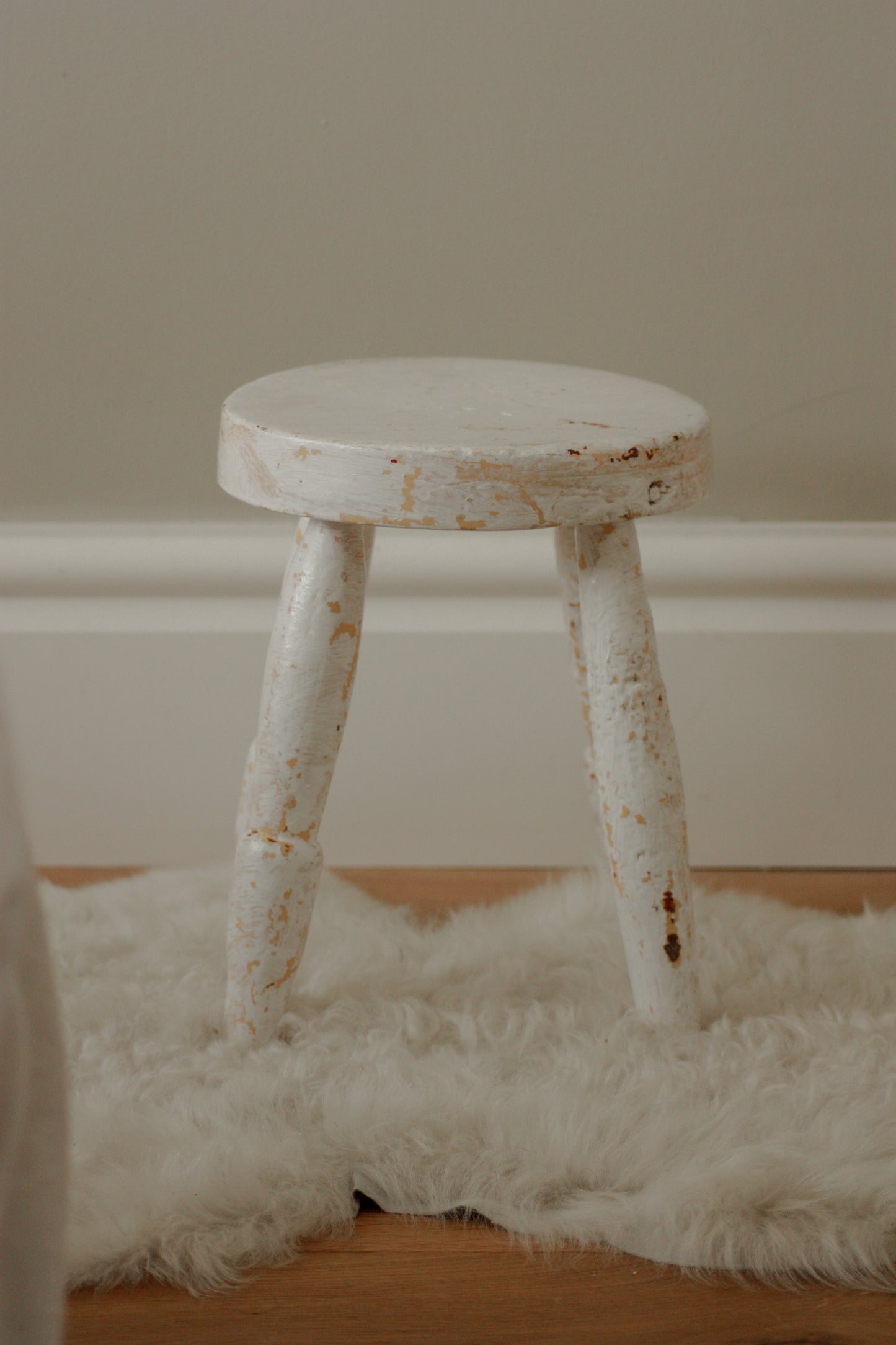 Vintage chippy white stool