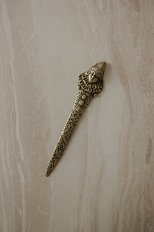 Vintage brass clown letter opener