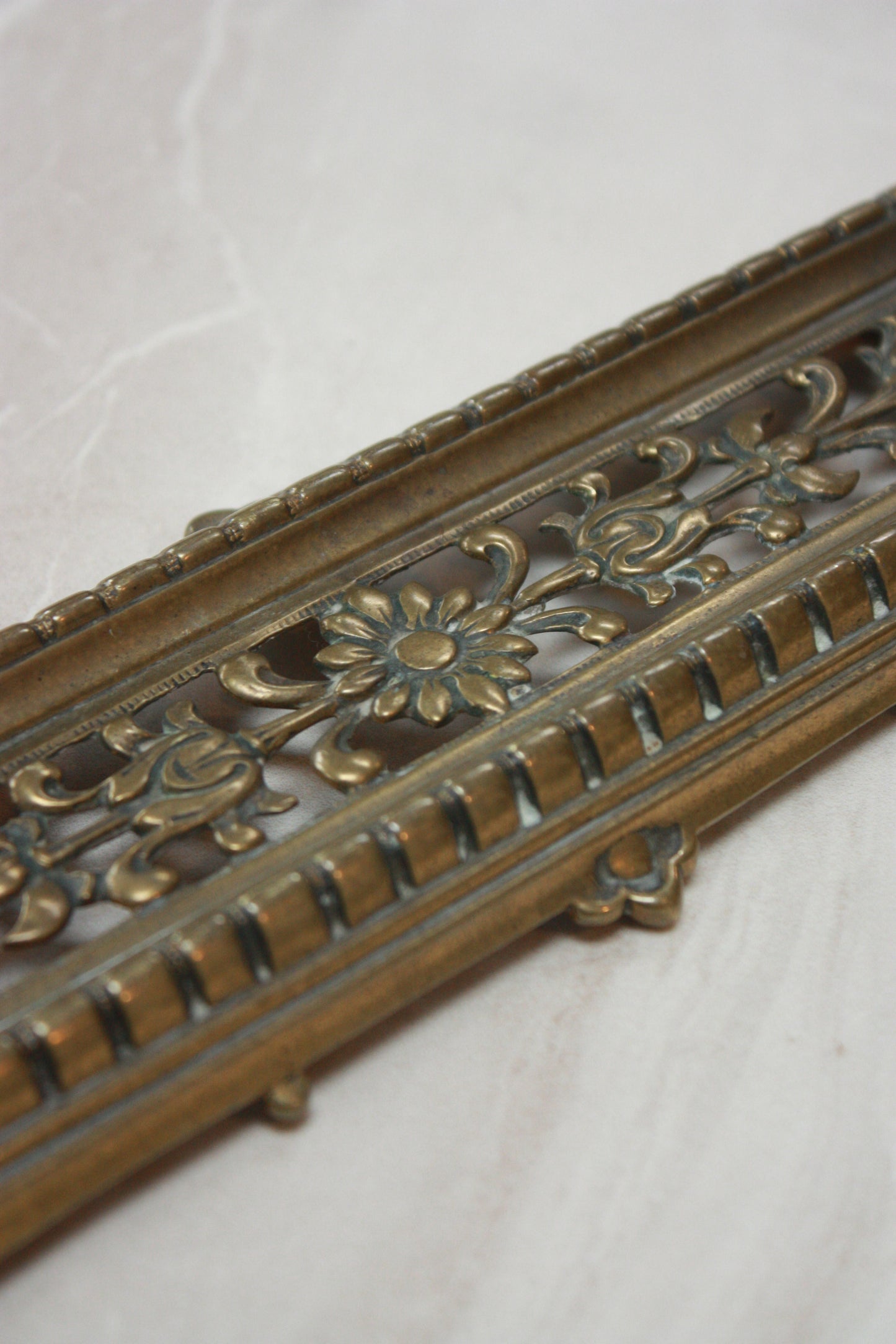 Vintage ornate brass pen tray