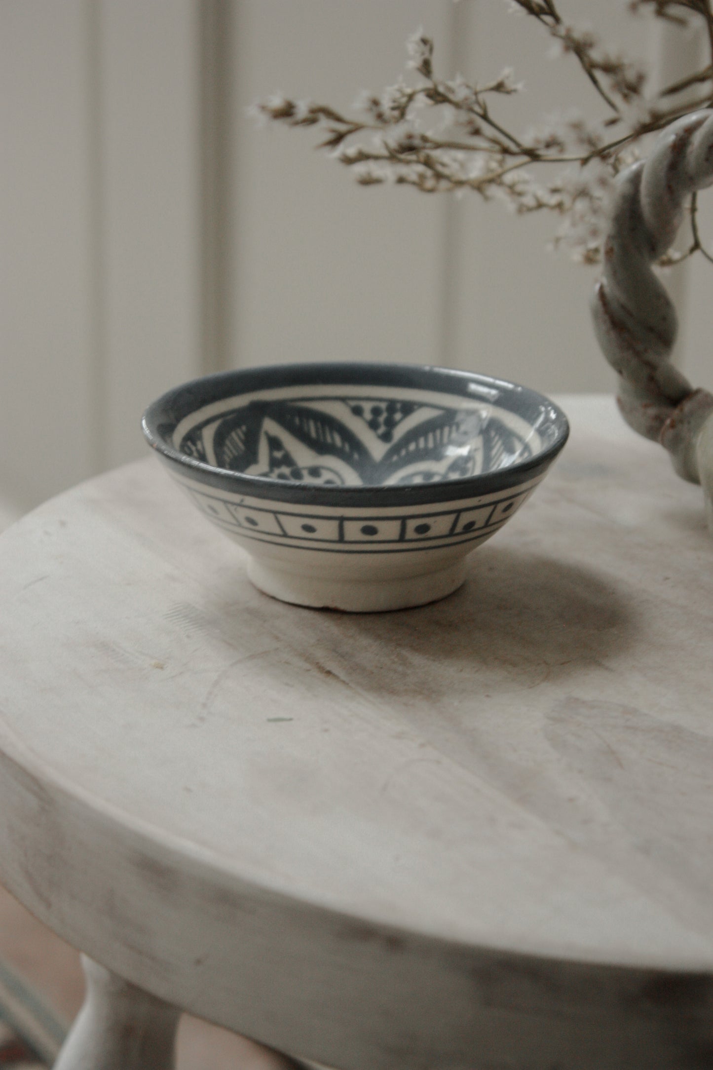 Vintage hand painted blue and white trinket dish