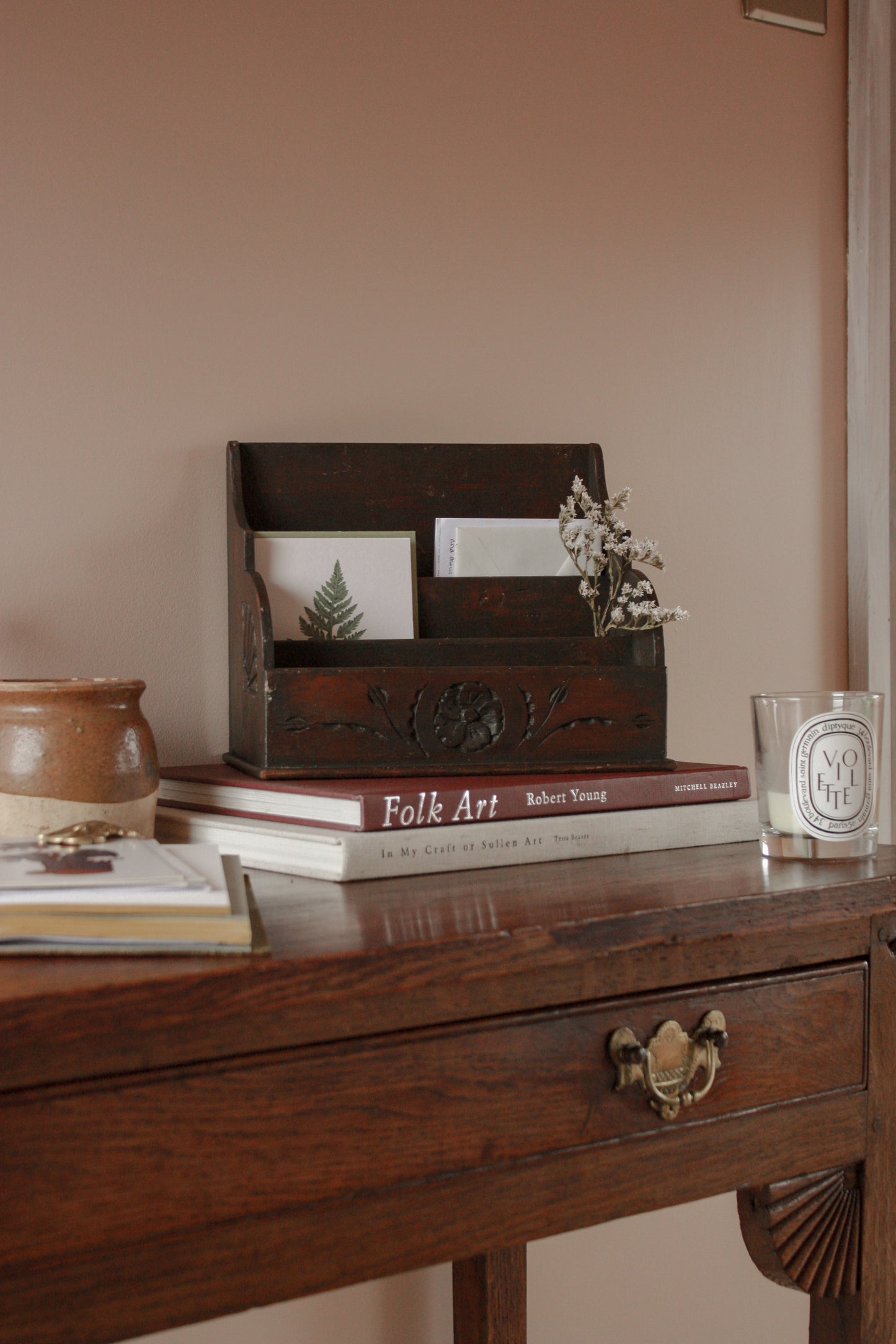 Vintage wooden desk organiser | letter rack