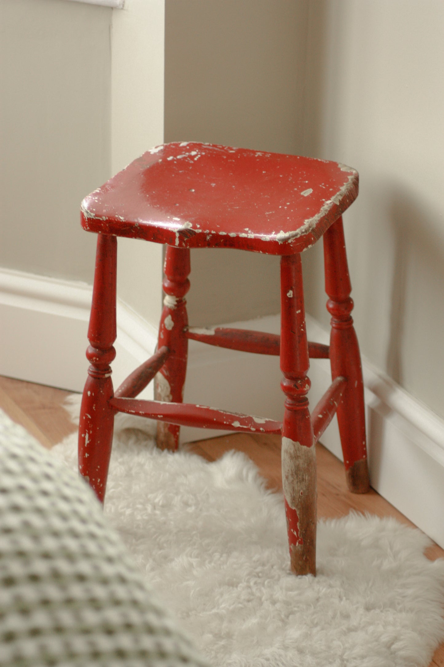 Vintage chippy red stool