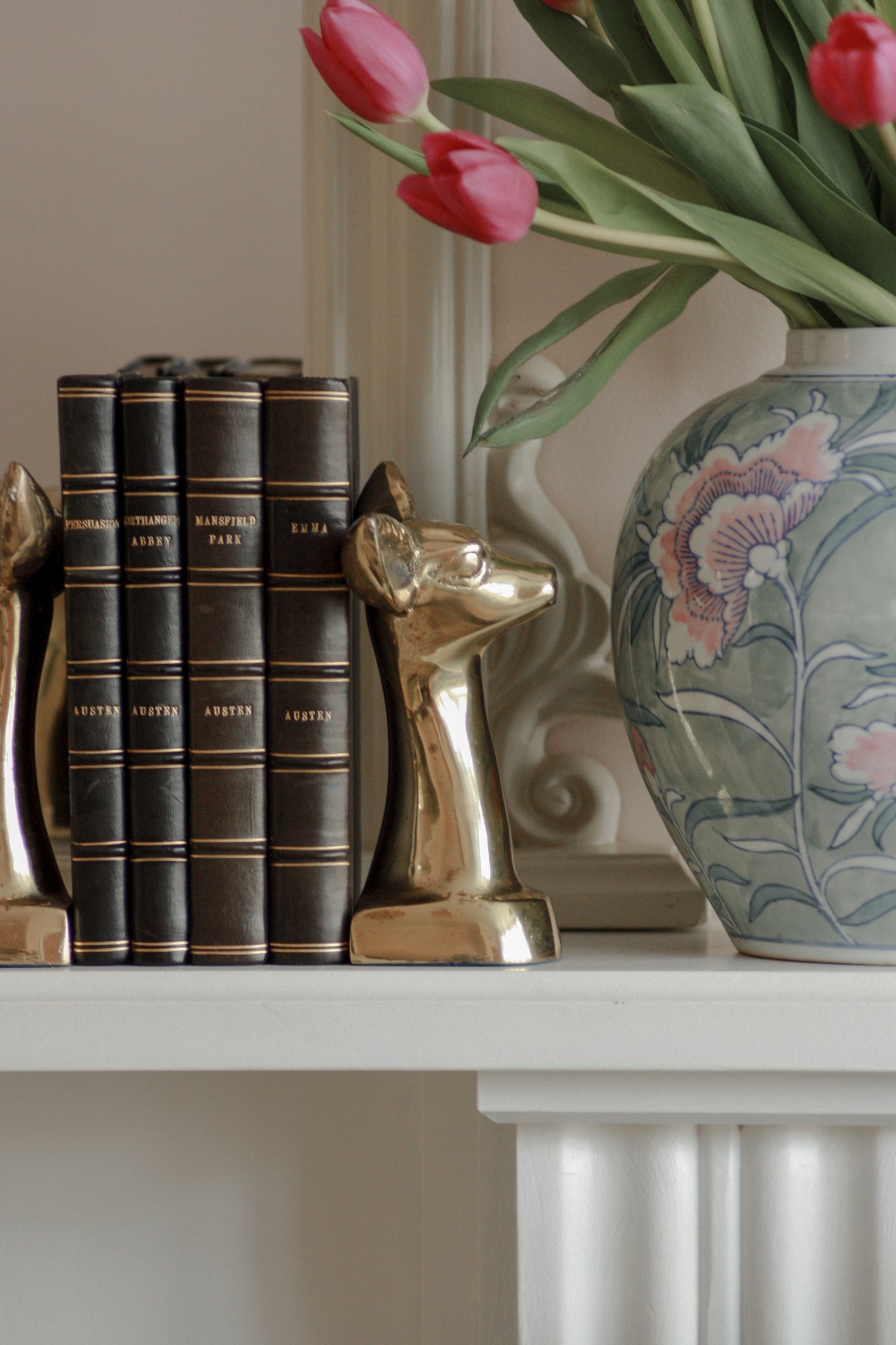 Pair vintage mid century brass deer bookends