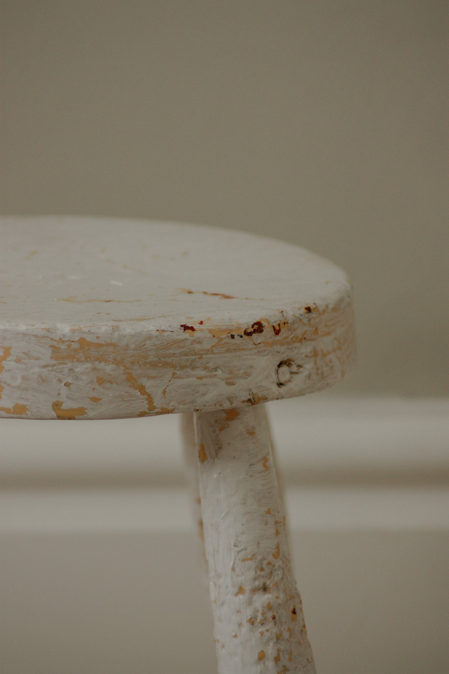 Vintage chippy white stool