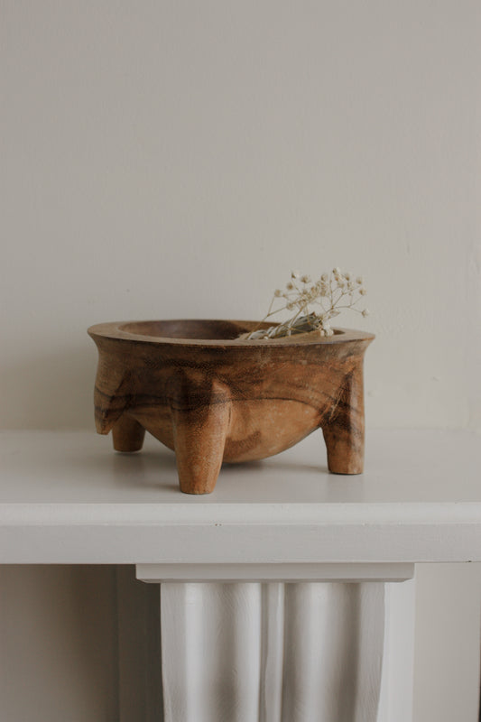 Vintage African wooden footed bowl