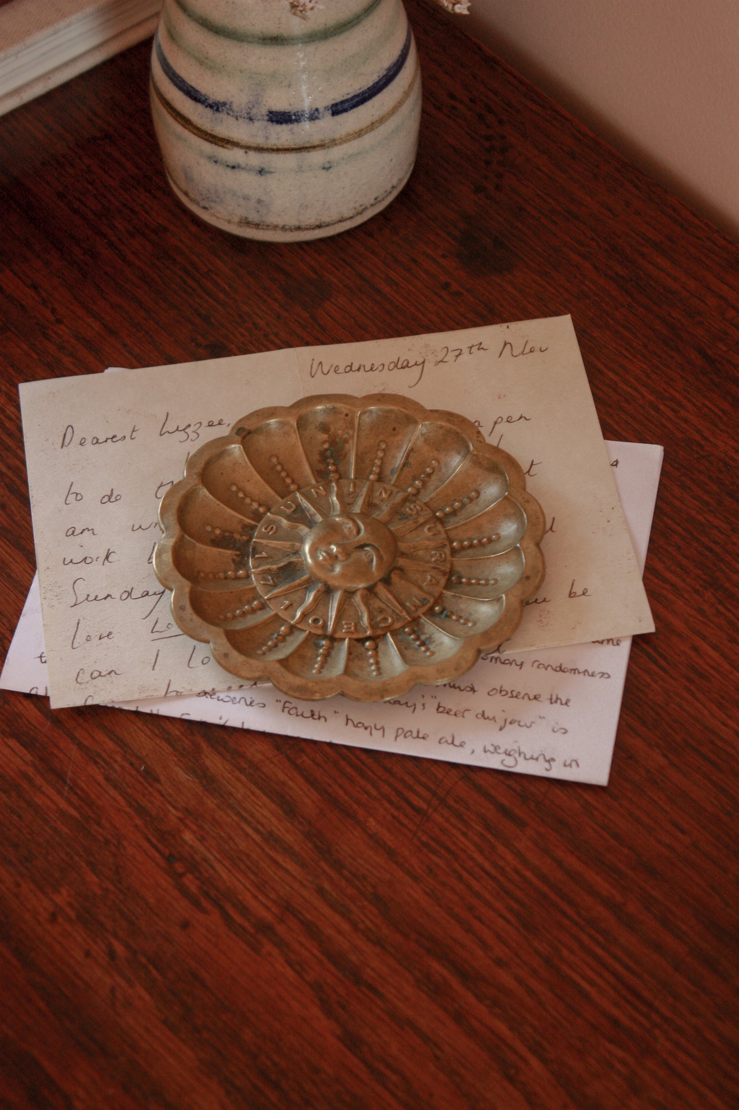 Antique brass Sun Insurance advertising dish