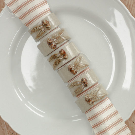 Vintage studio pottery napkin rings (set of 6)