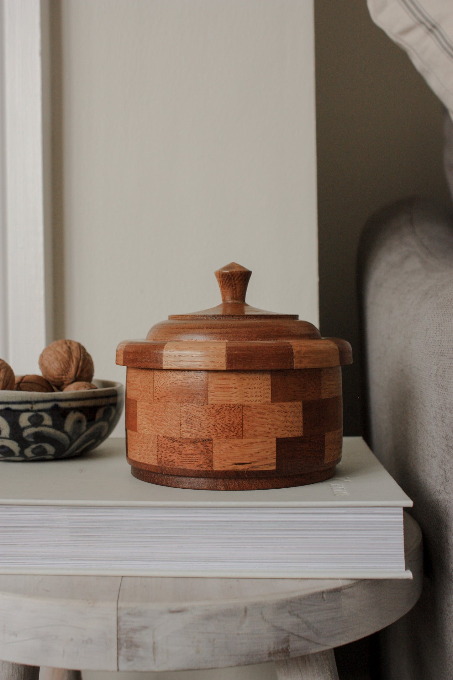 Vintage oak mahogany trinket box