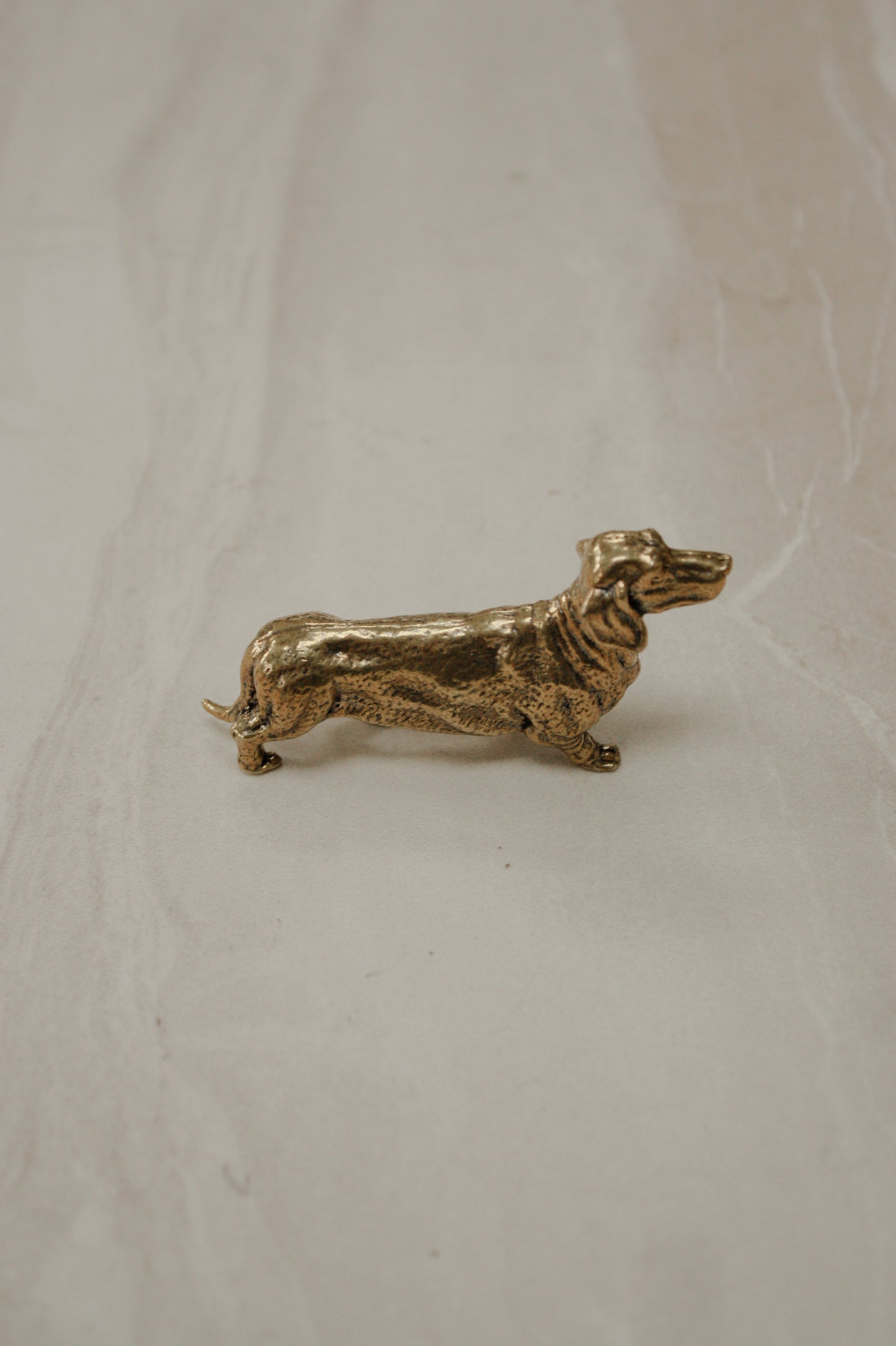 Vintage 60s/70s brass dachshund paperweight